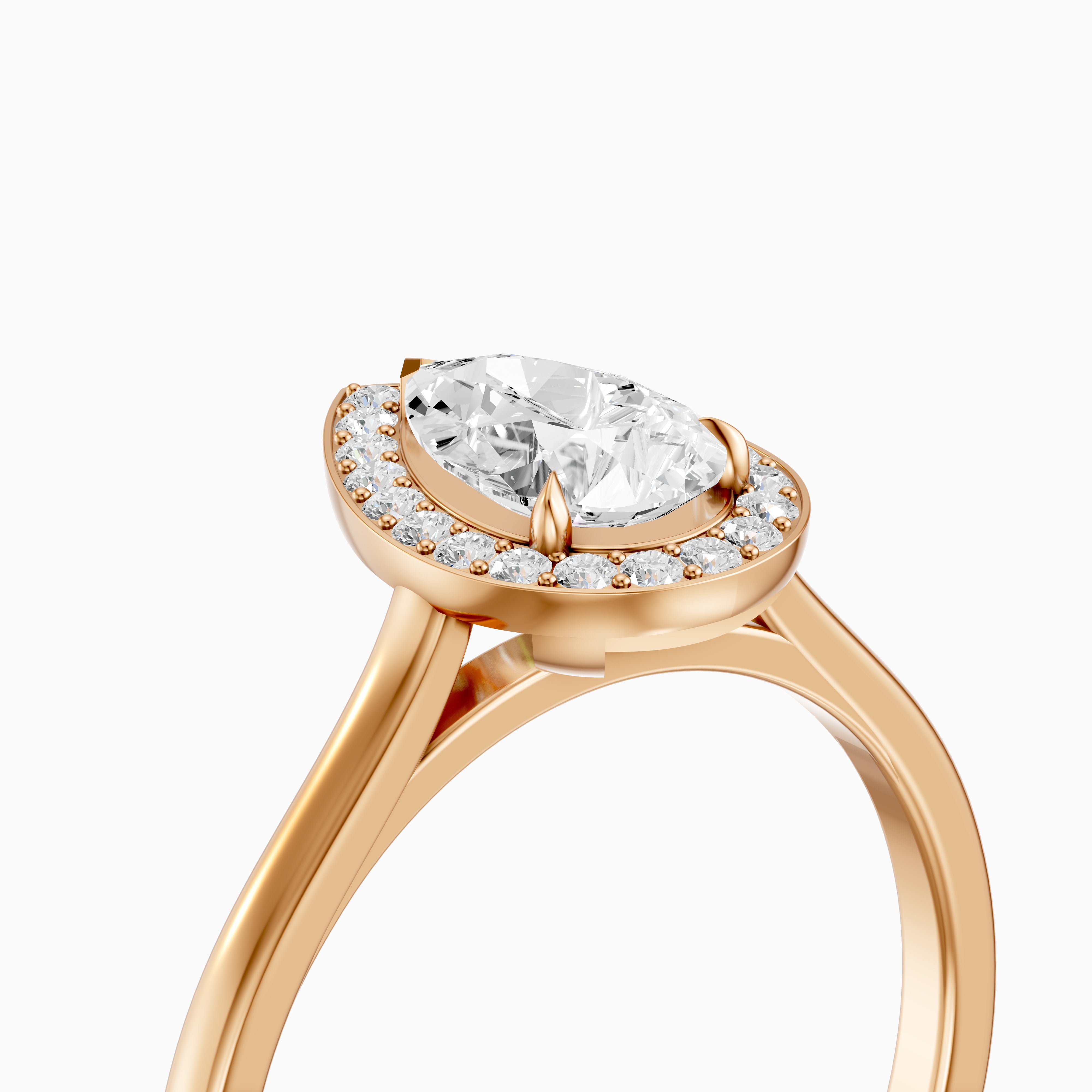 Nina Pear Cut Halo Cathedral Style Moissanite Diamond Ring