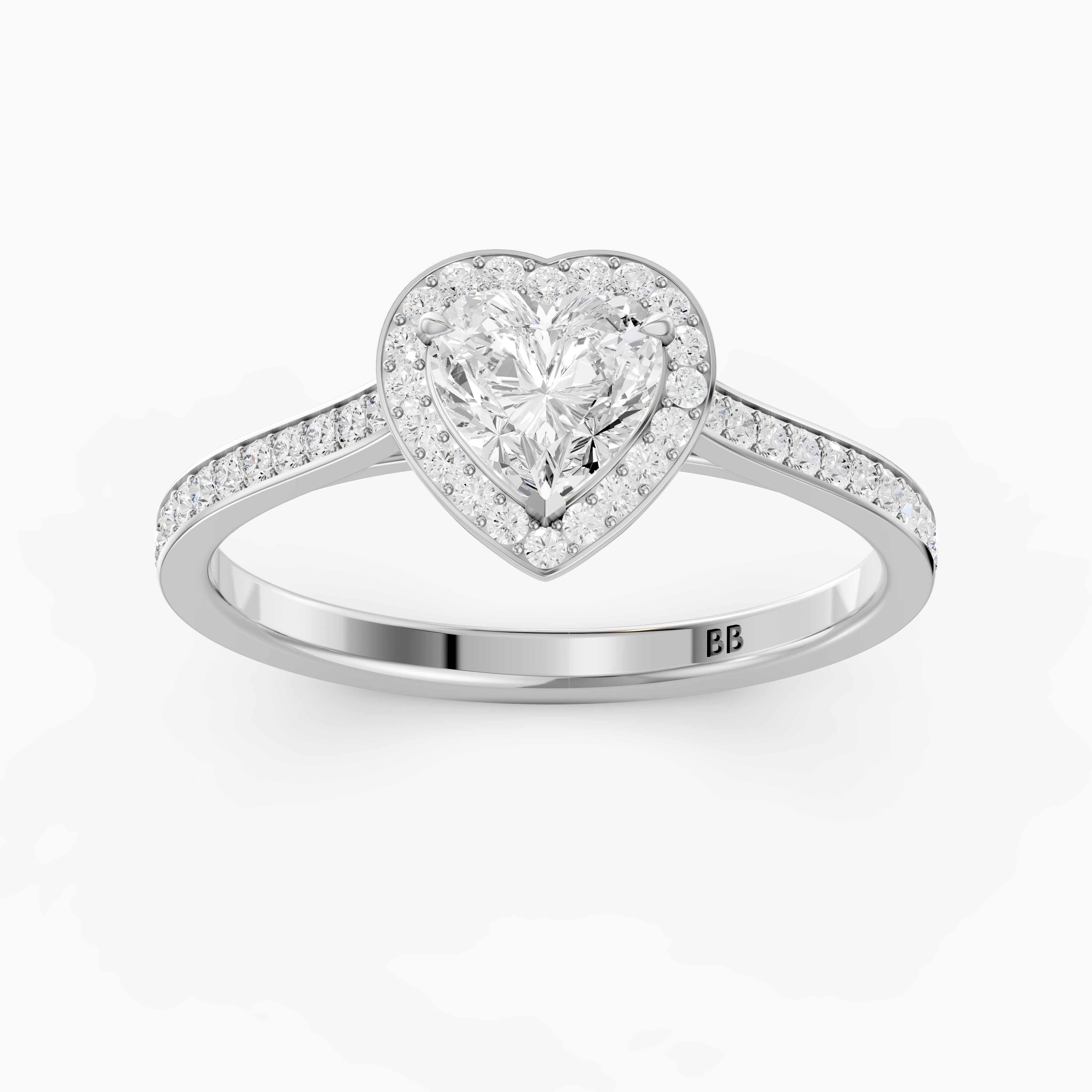Rhiann Heart Shaped Halo Channel Set Lab Grown Diamond Ring