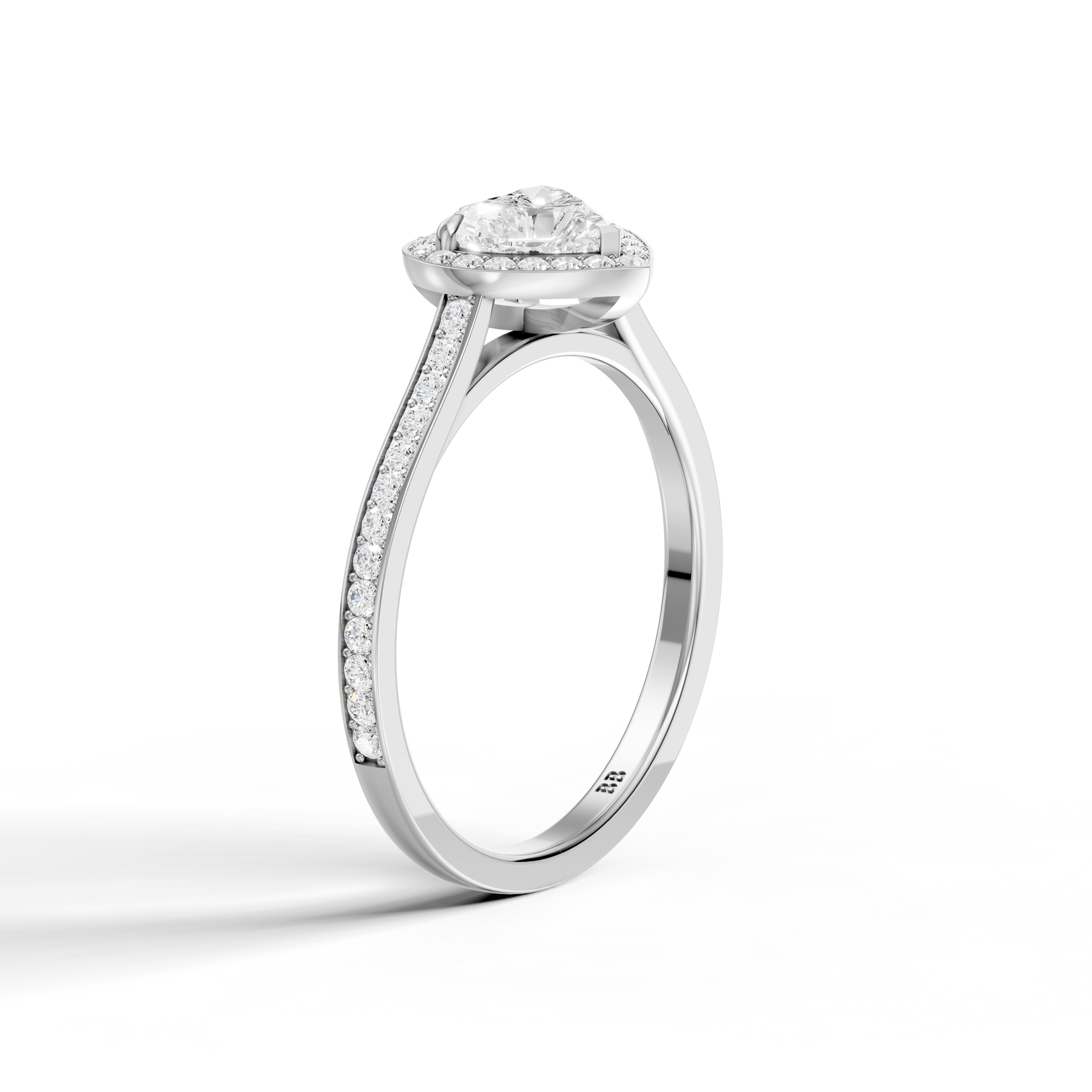 Rhiann Heart Shaped Halo Channel Set Lab Grown Diamond Ring