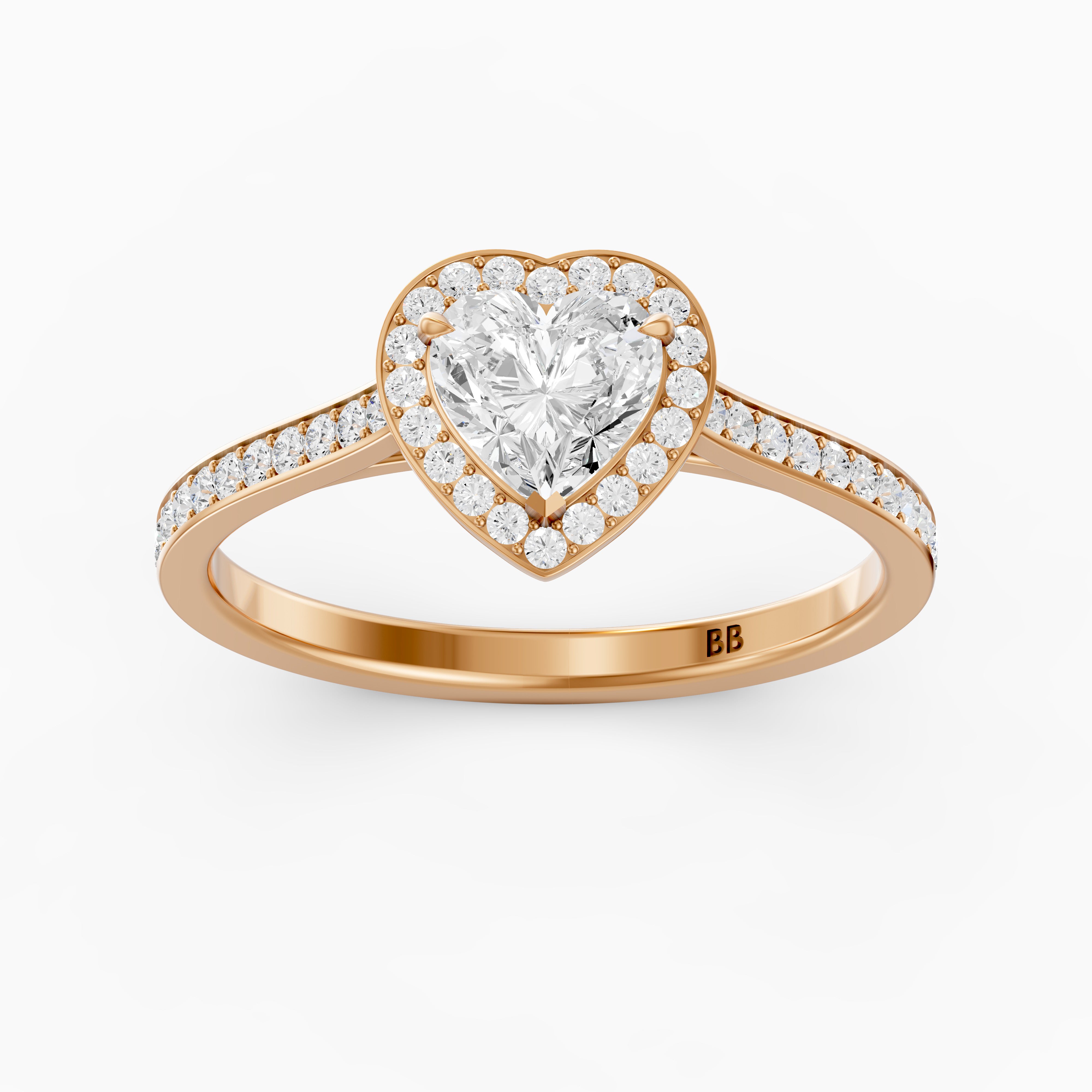 Rhiann Heart Shaped Halo Channel Set Lab Grown Diamond Ring
