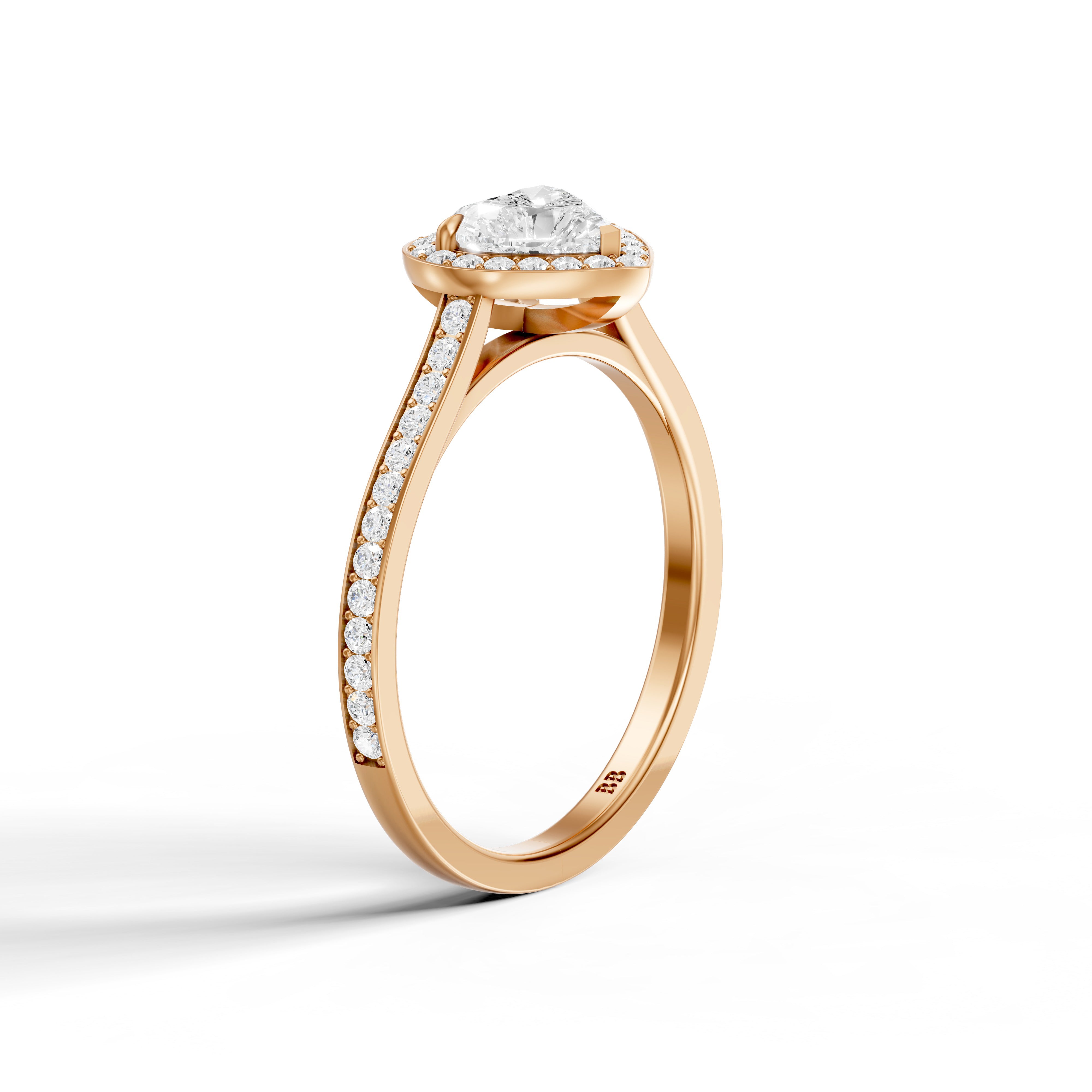 Rhiann Heart Shaped Halo Channel Set Lab Grown Diamond Ring