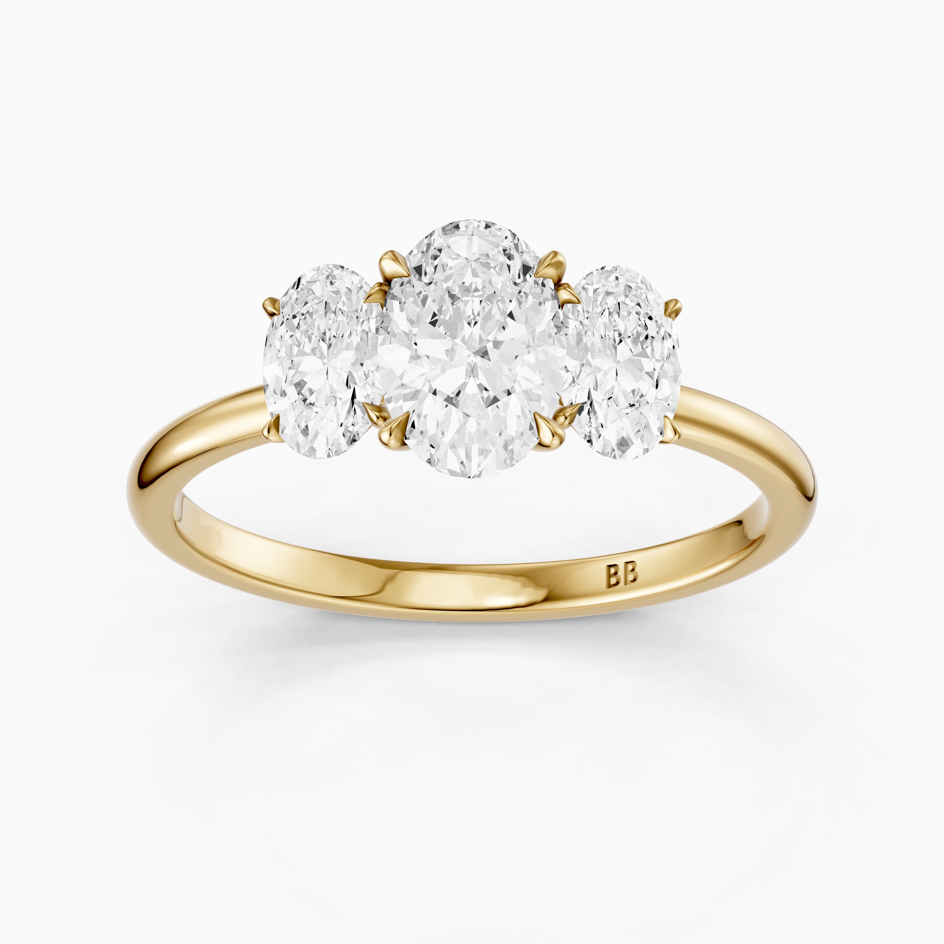 Aurora Oval Cut Three Stone Prong Set Lab Grown Diamond Ring