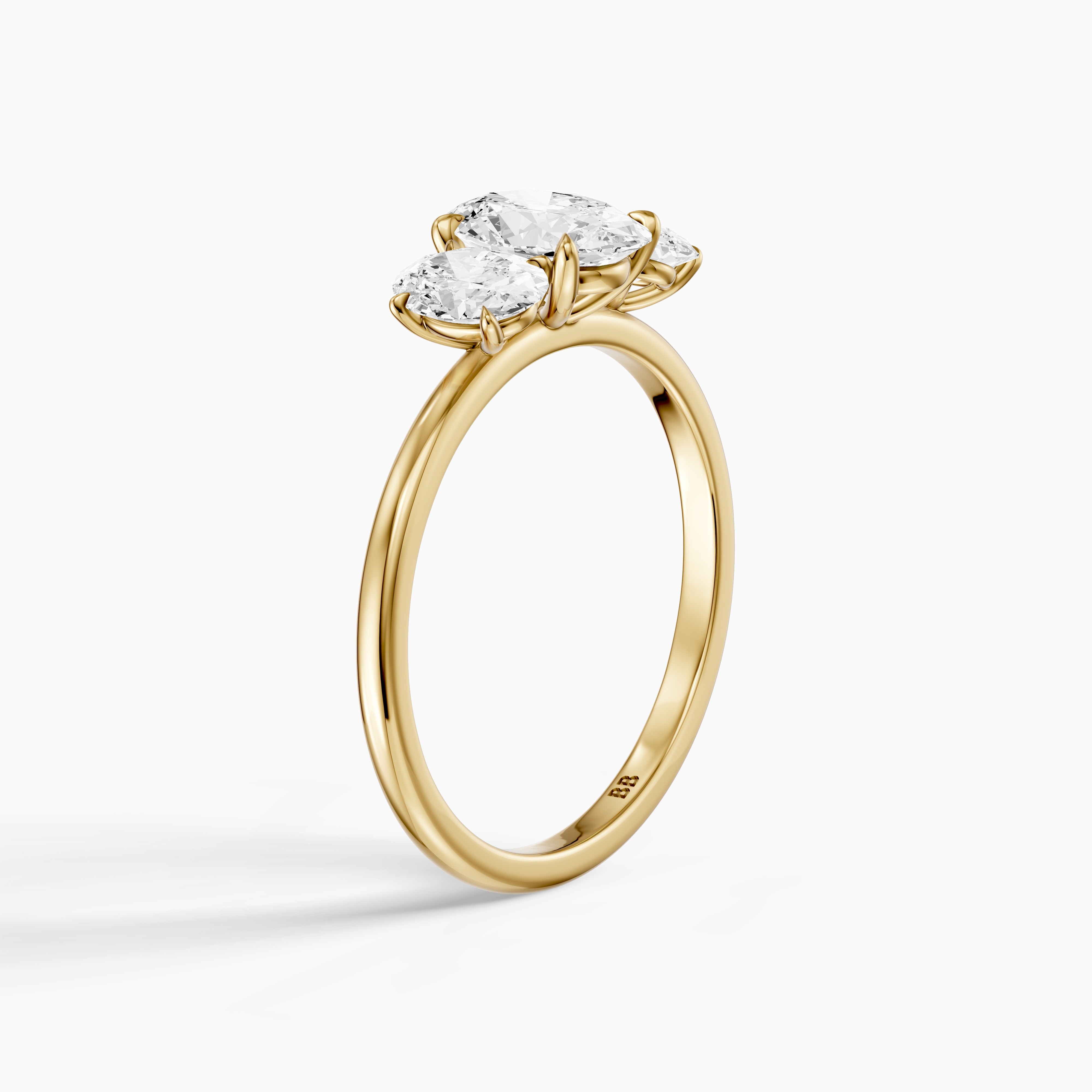 Aurora Oval Cut Three Stone Prong Set Lab Grown Diamond Ring
