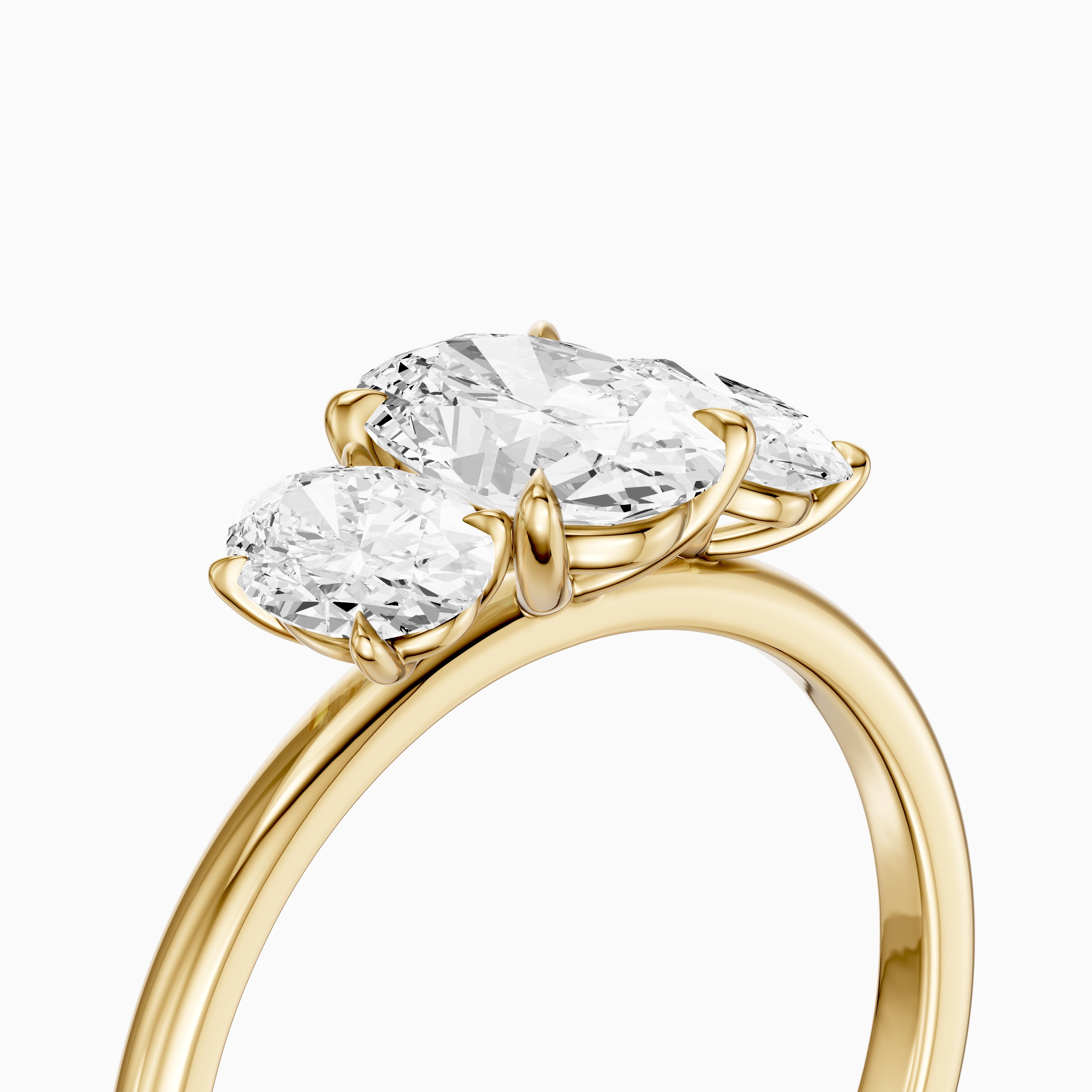 Aurora Oval Cut Three Stone Prong Set Moissanite Diamond Ring