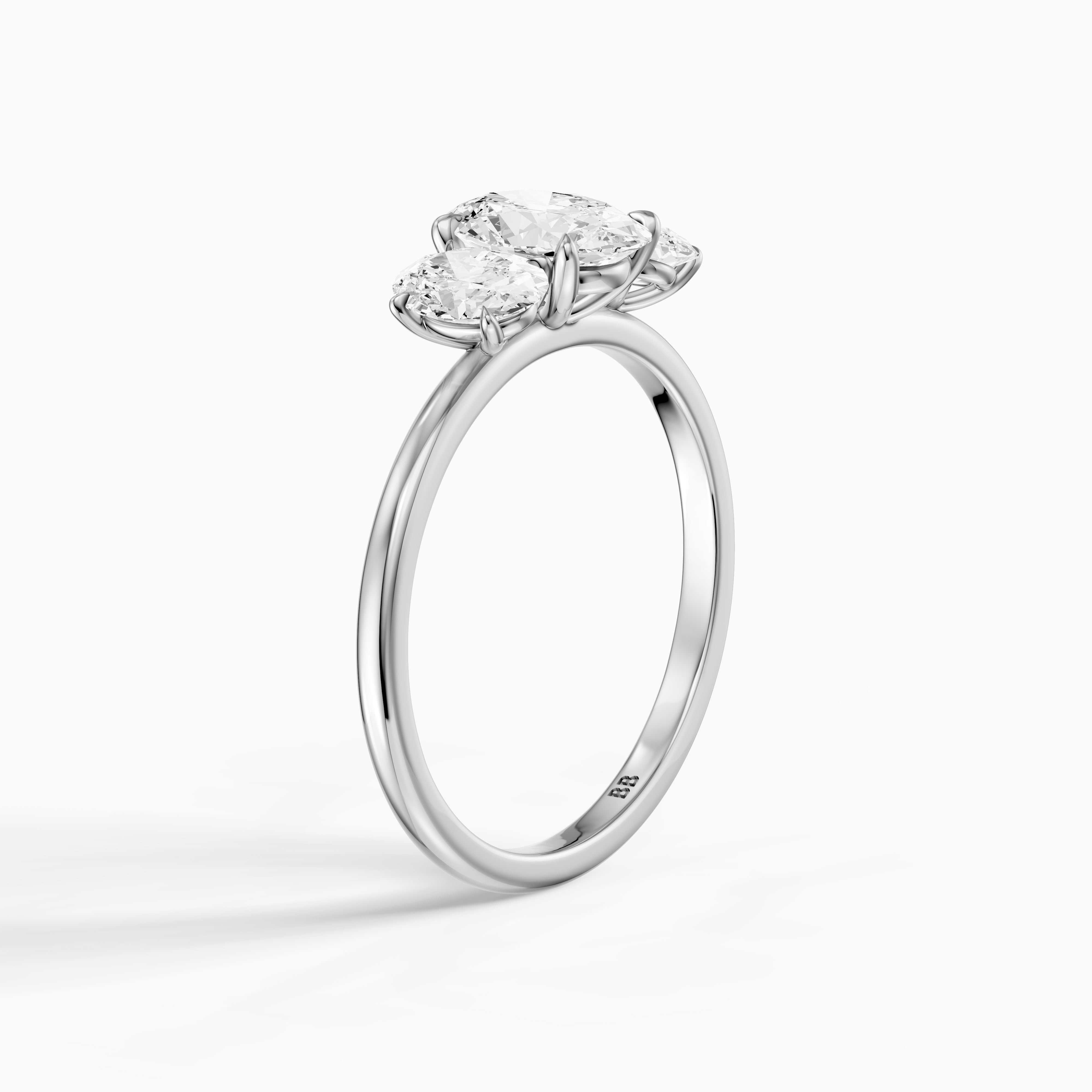 Aurora Oval Cut Three Stone Prong Set Moissanite Diamond Ring