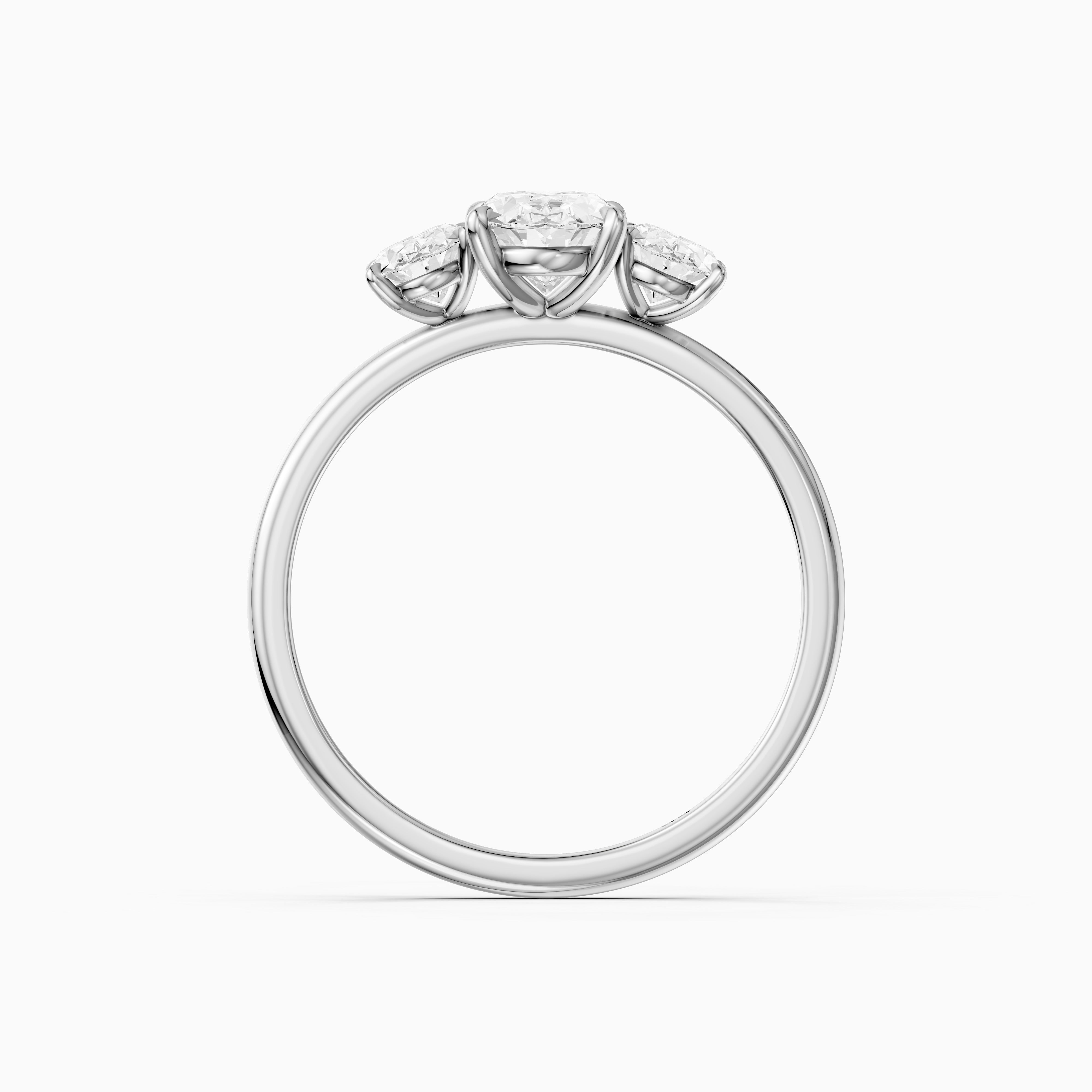 Aurora Oval Cut Three Stone Prong Set Moissanite Diamond Ring