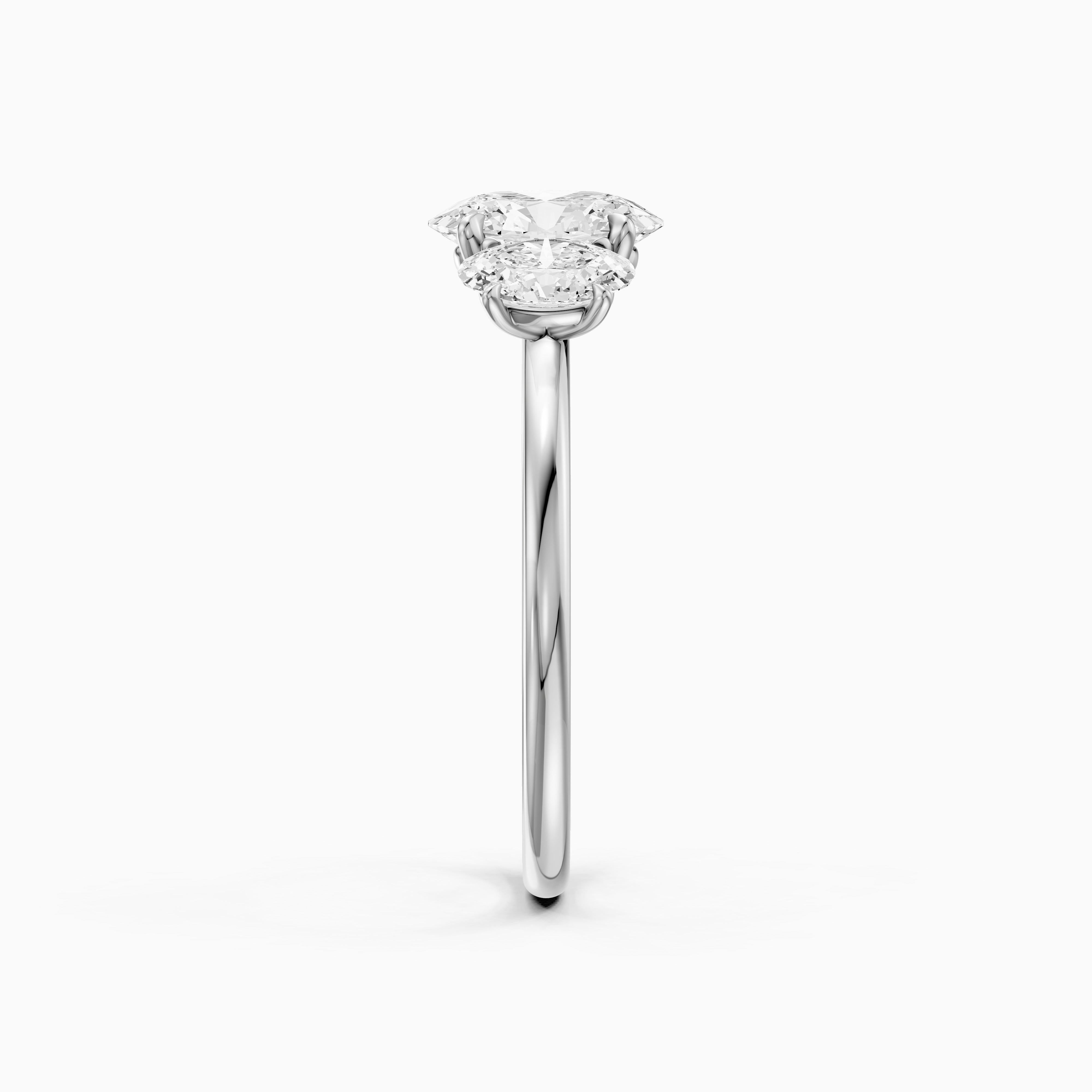 Aurora Oval Cut Three Stone Prong Set Moissanite Diamond Ring