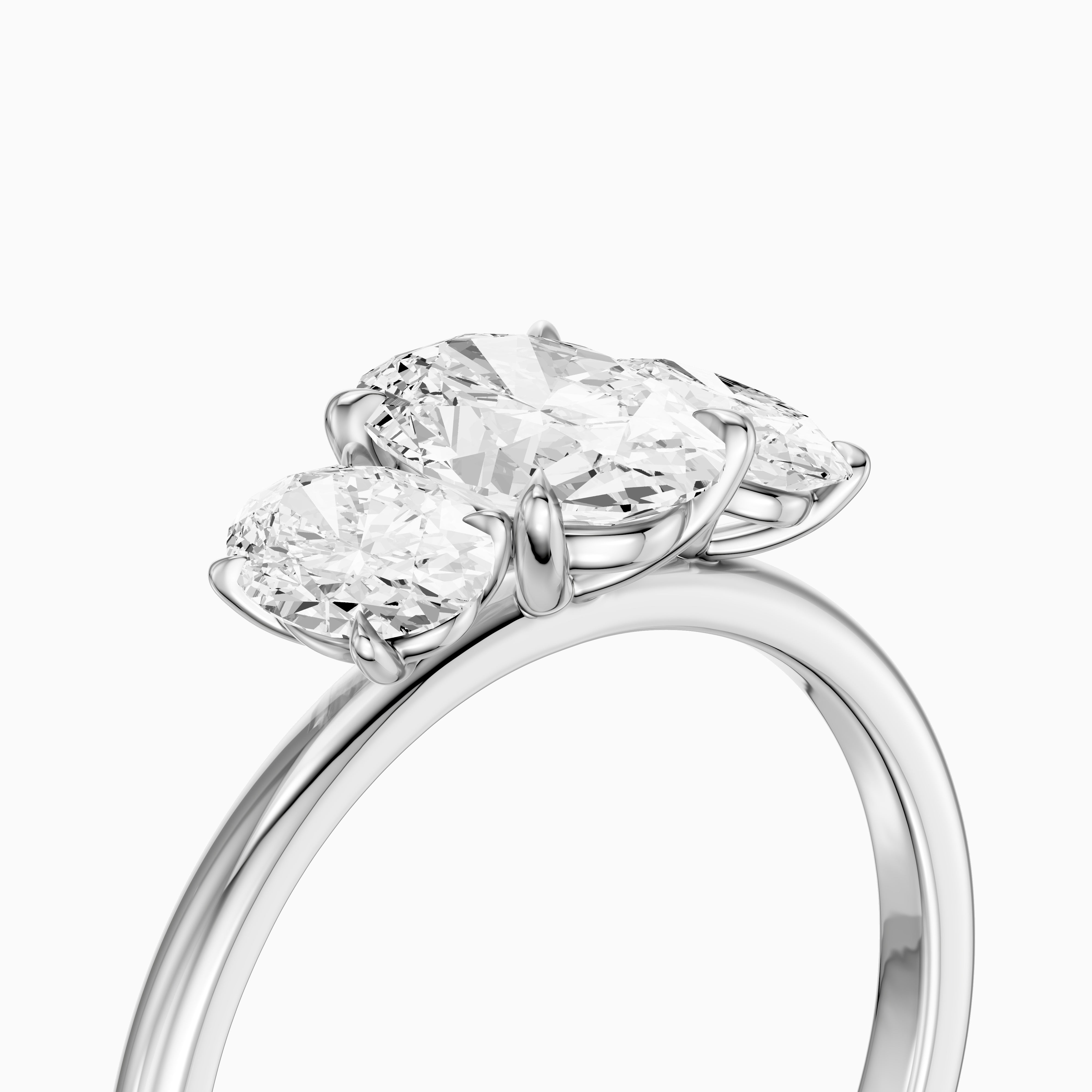Aurora Oval Cut Three Stone Prong Set Moissanite Diamond Ring