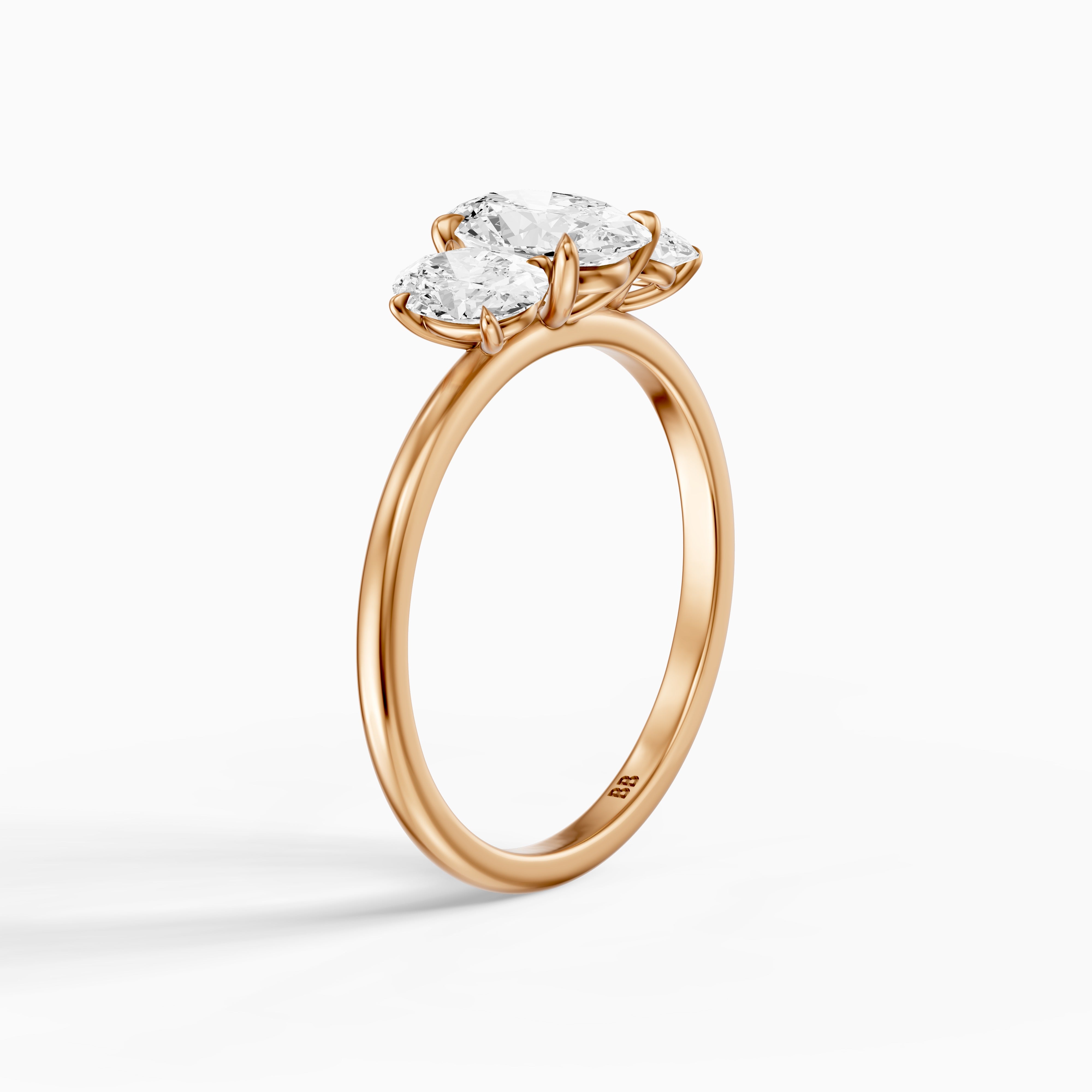 Aurora Oval Cut Three Stone Prong Set Moissanite Diamond Ring