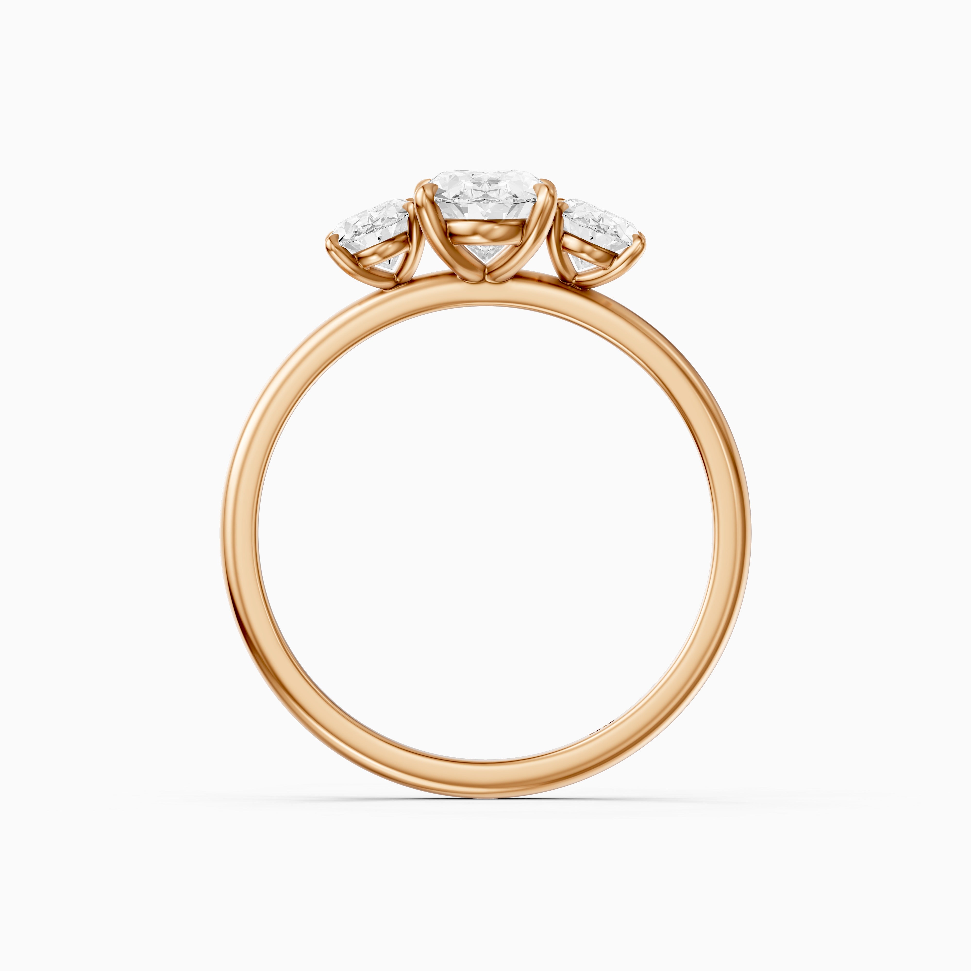 Aurora Oval Cut Three Stone Prong Set Moissanite Diamond Ring