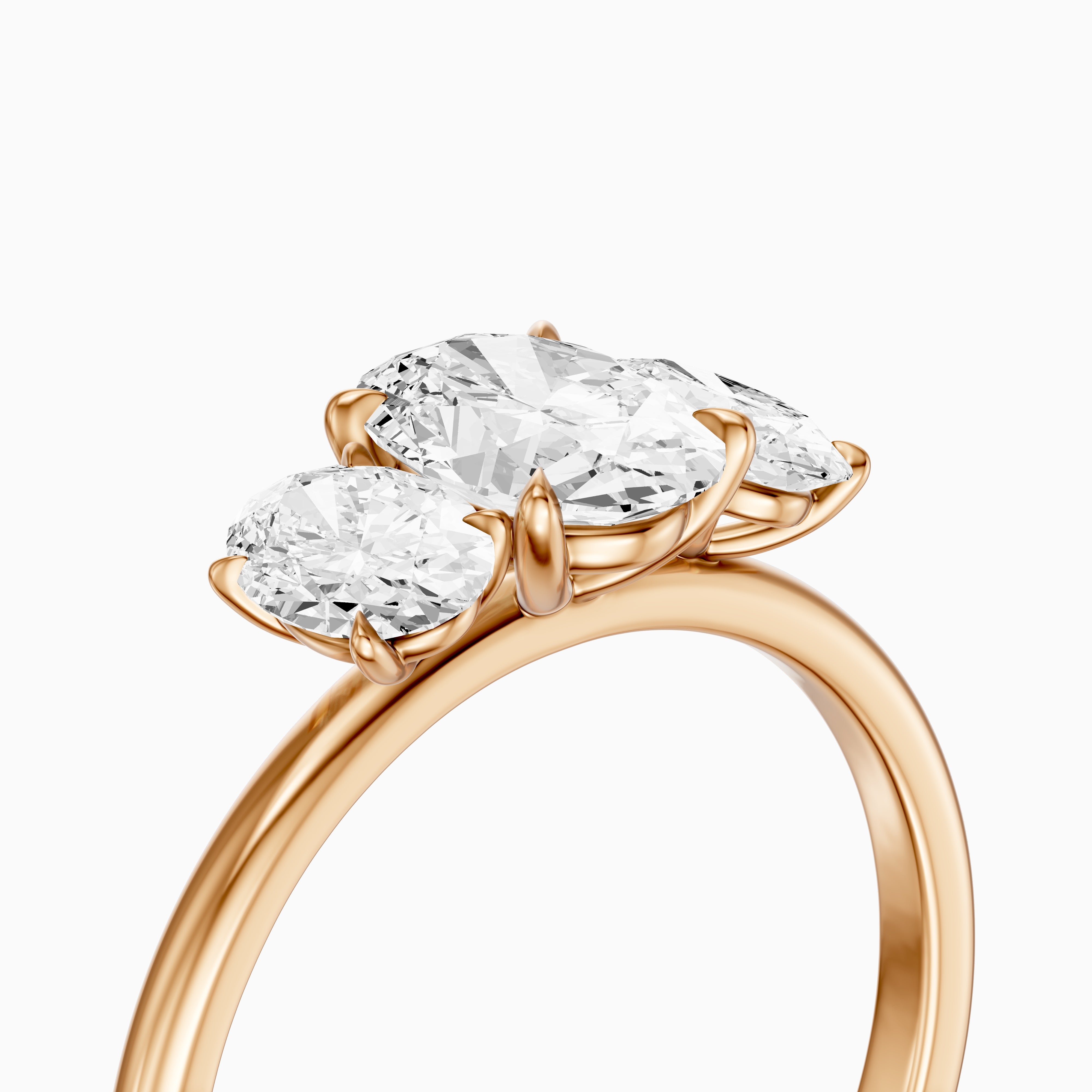 Aurora Oval Cut Three Stone Prong Set Moissanite Diamond Ring