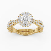 Ryleen Round Cut Halo Twisted Pave Band Lab Grown Diamond Ring
