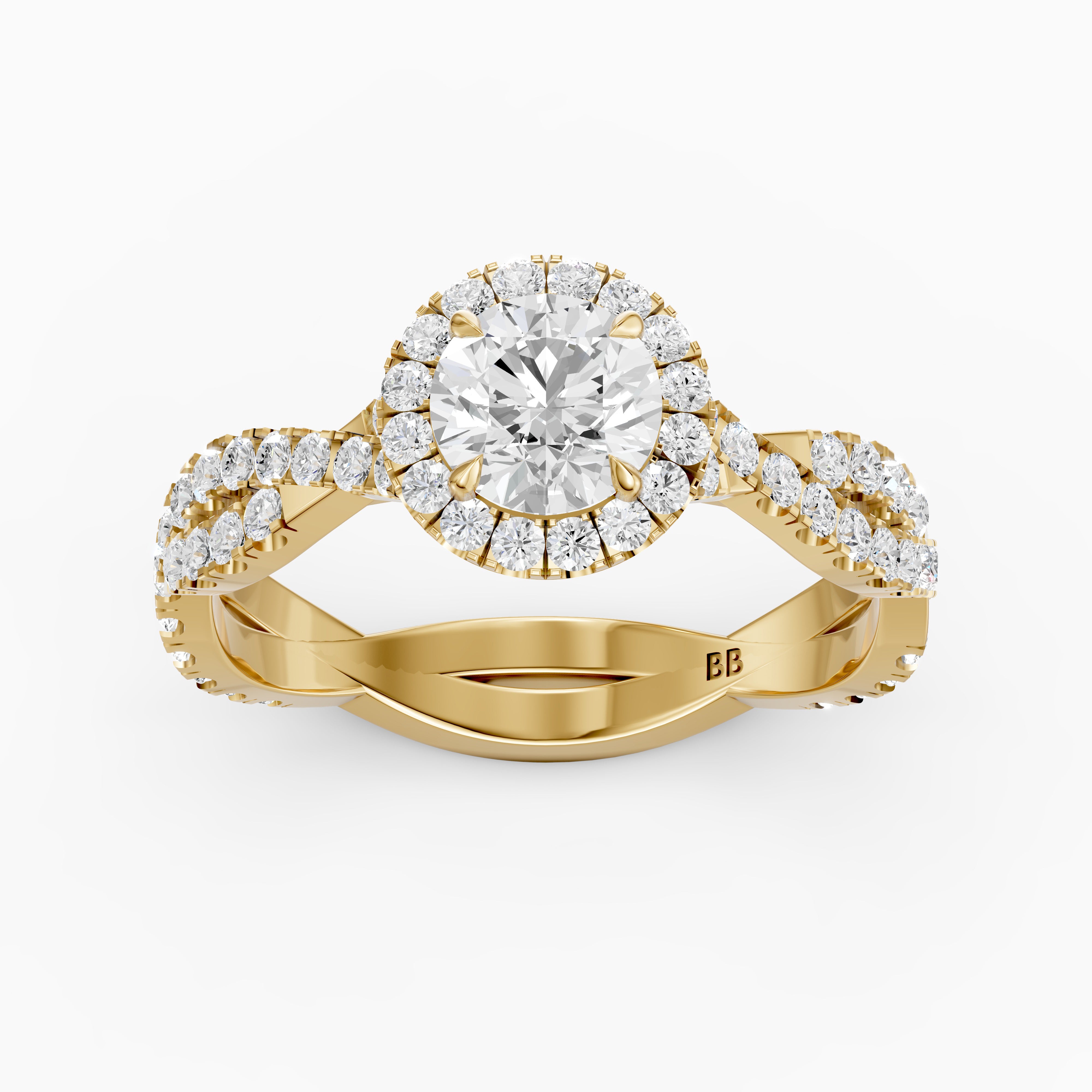 Ryleen Round Cut Halo Twisted Pave Band Lab Grown Diamond Ring