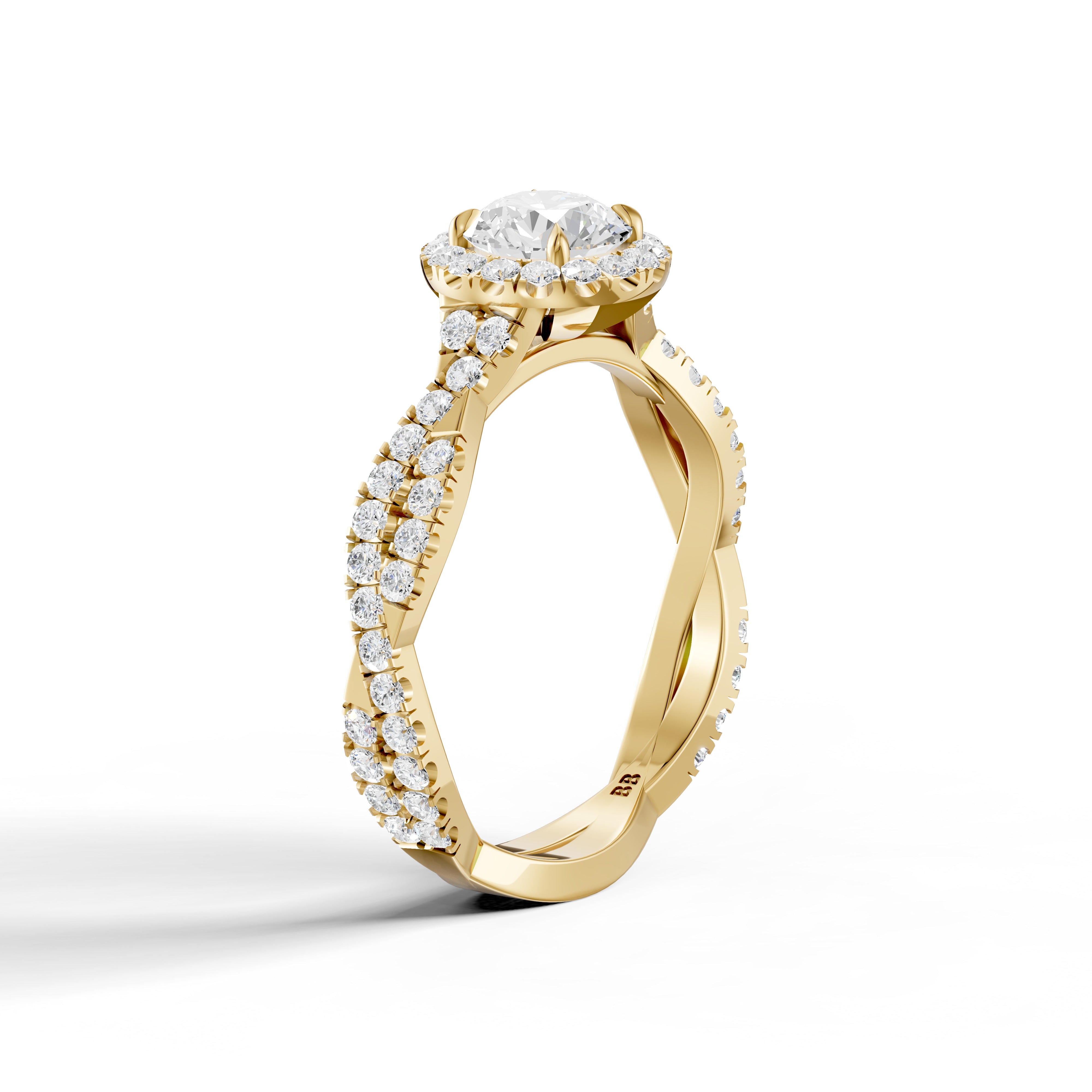 Ryleen Round Cut Halo Twisted Pave Band Lab Grown Diamond Ring