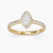 Skylar Marquise Cut Halo Low Profile Side Stone Lab Grown Diamond Ring