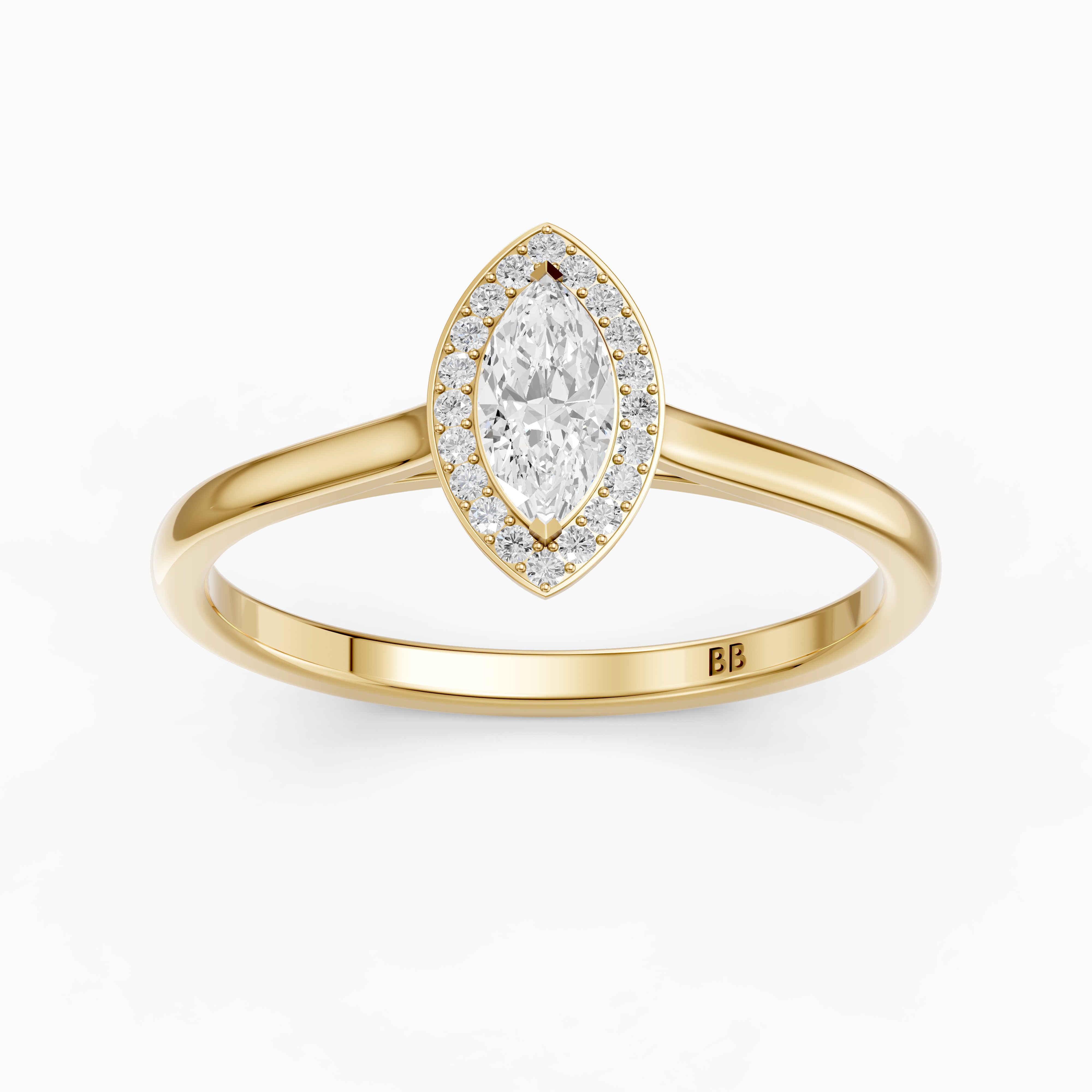 Evelyn Marquise Cut Halo Low Profile Lab Grown Diamond Ring