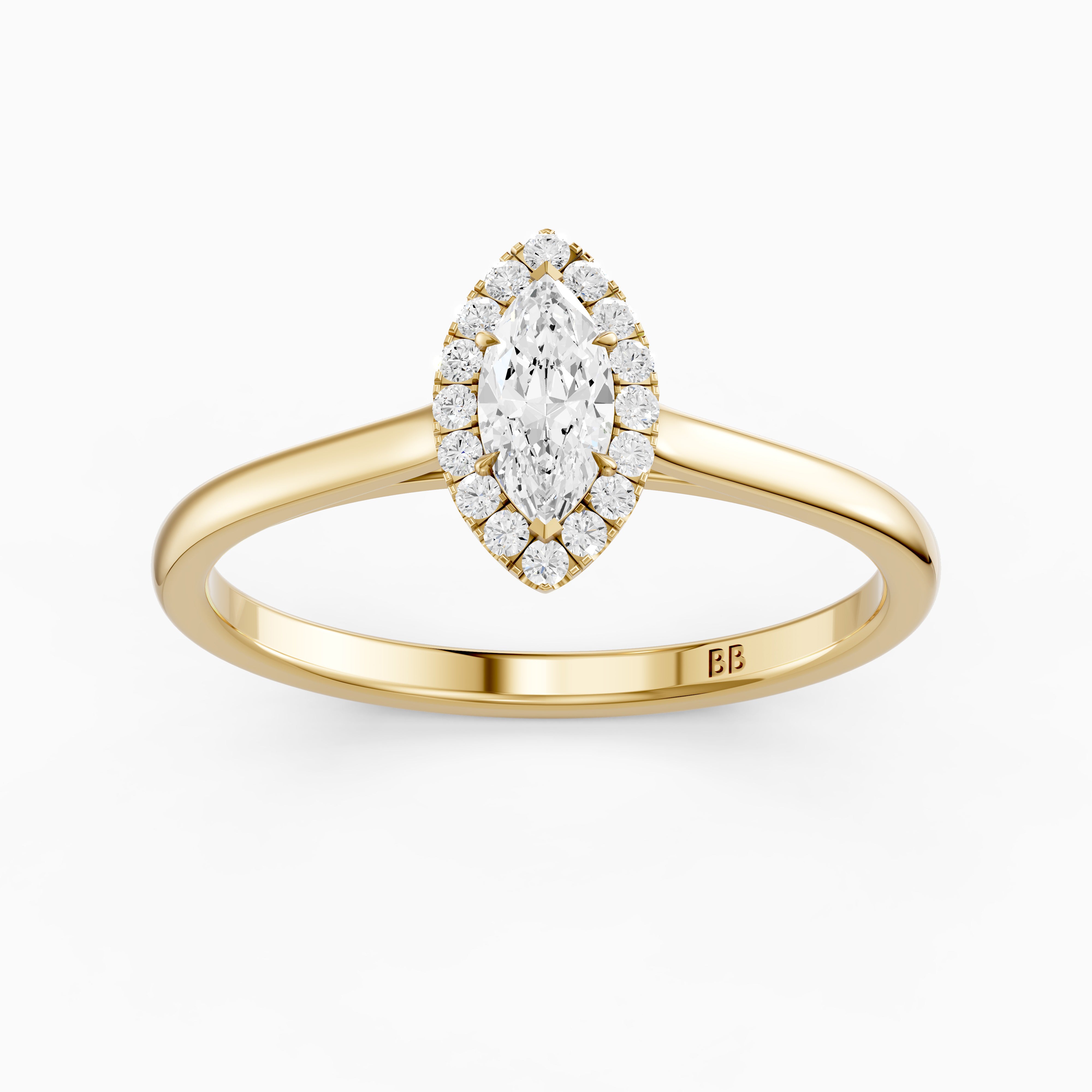 Trinity Marquise Cut Halo Cathedral Style Lab Grown Diamond Ring