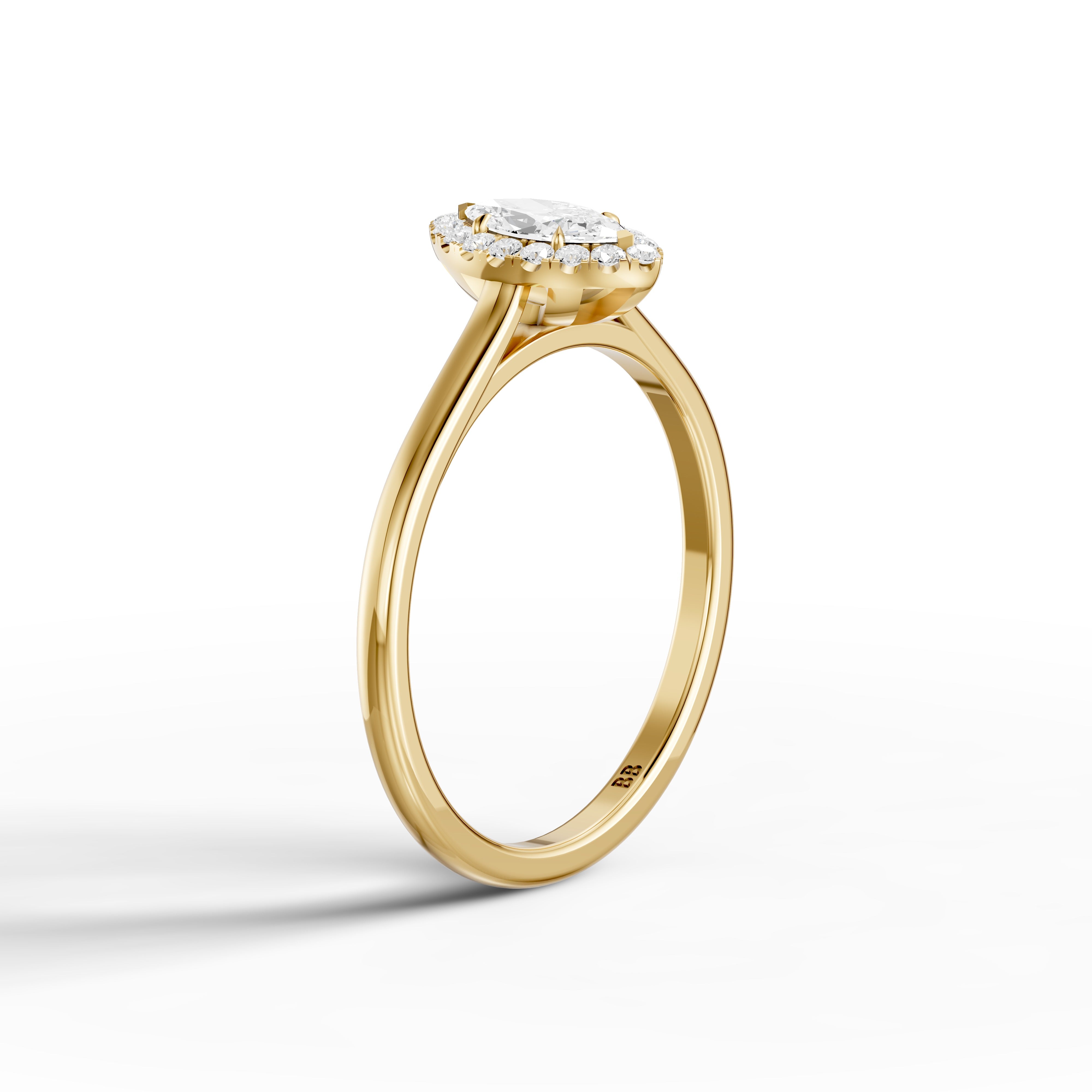 Trinity Marquise Cut Halo Cathedral Style Lab Grown Diamond Ring