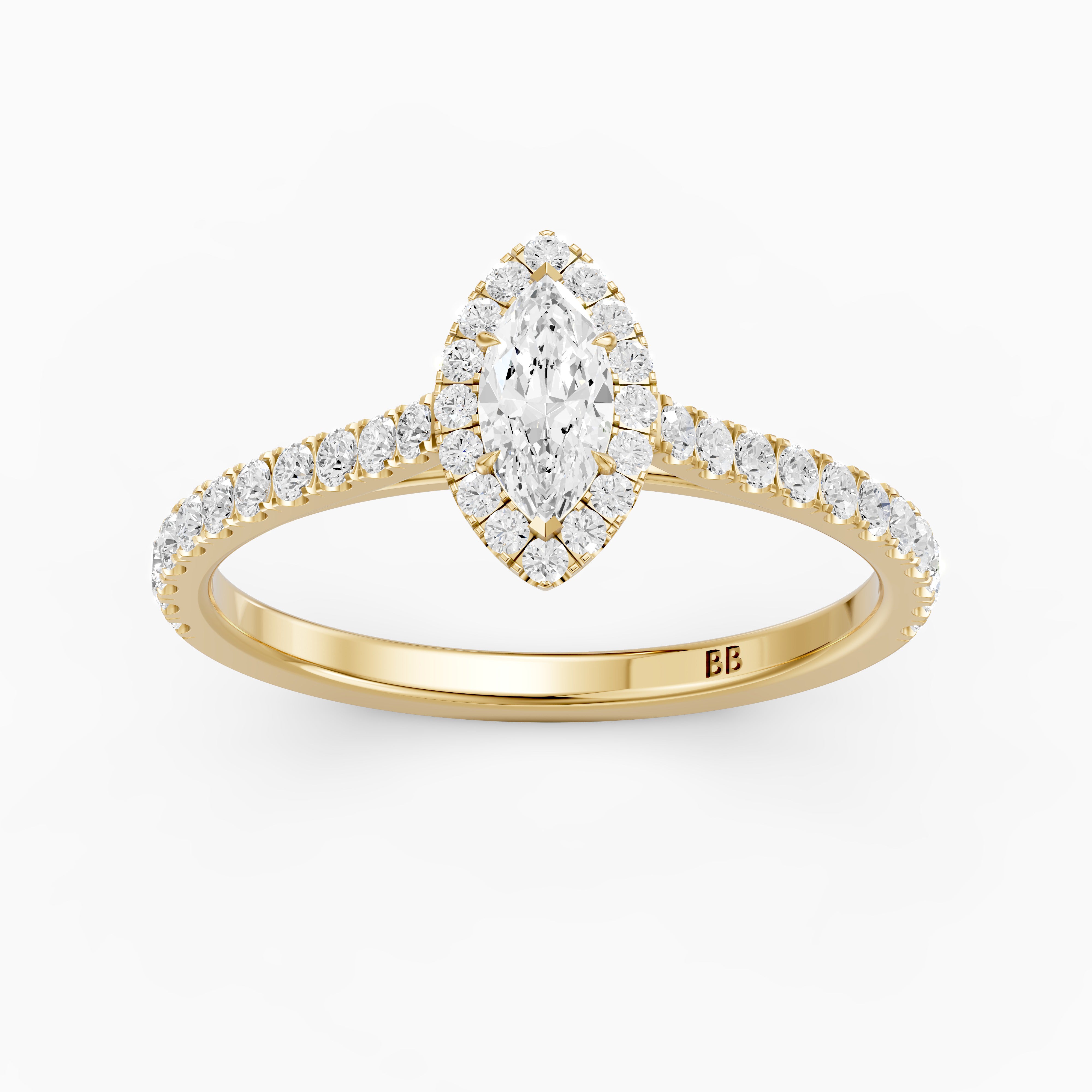 Sloane Marquise Cut Halo Cathedral Pave Lab Grown Diamond Ring