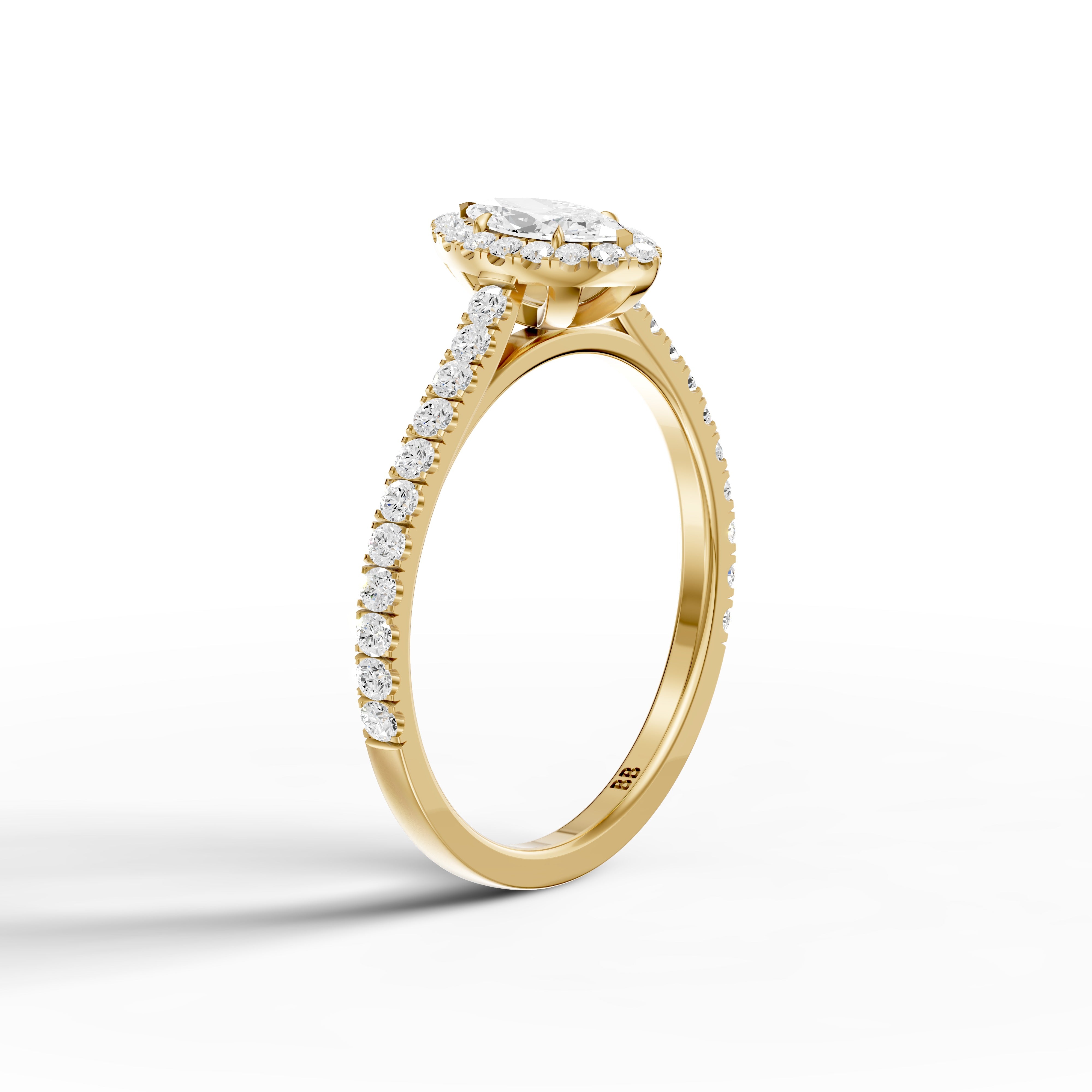 Sloane Marquise Cut Halo Cathedral Pave Lab Grown Diamond Ring
