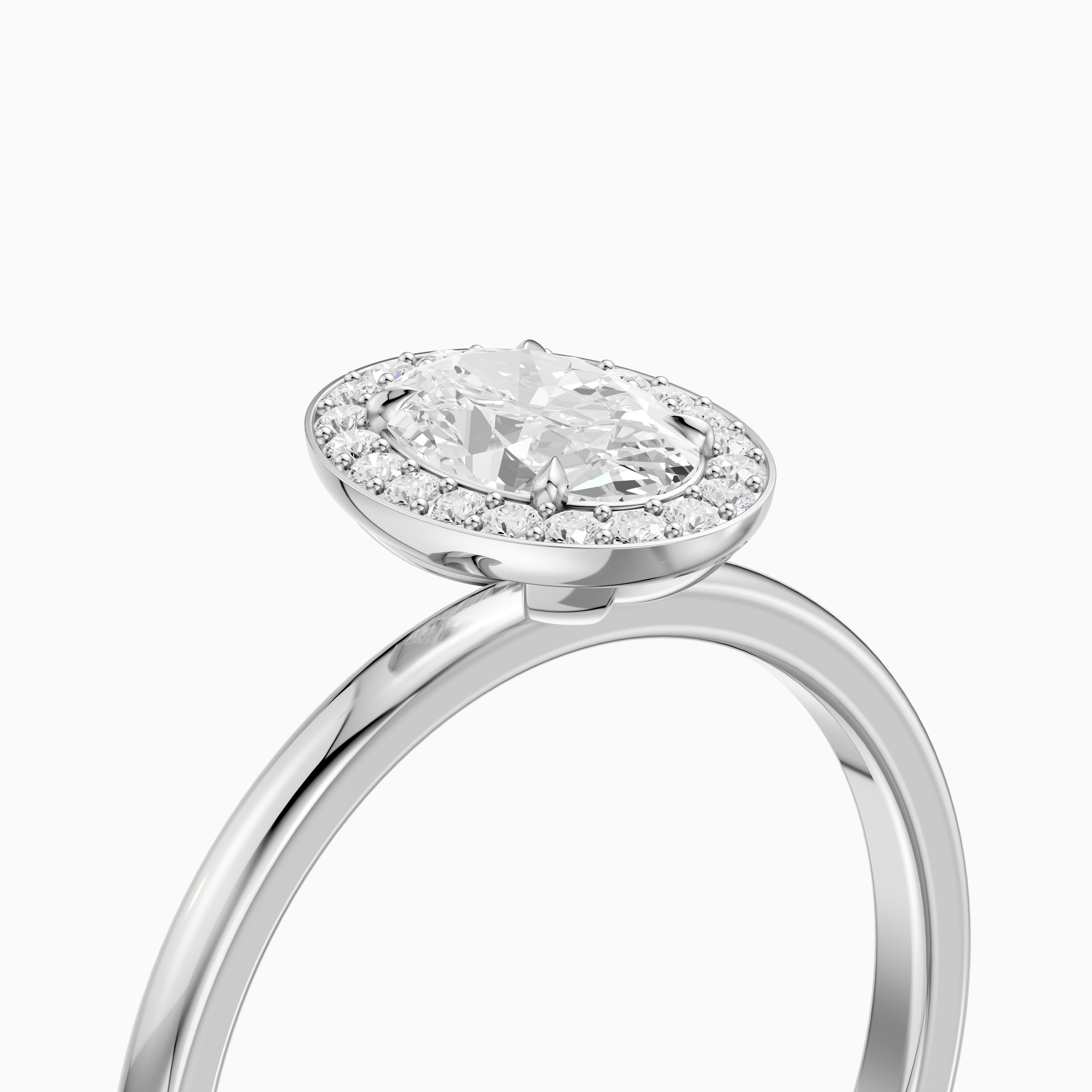 Mariah Oval Cut Halo Moissanite Diamond Engagement Ring