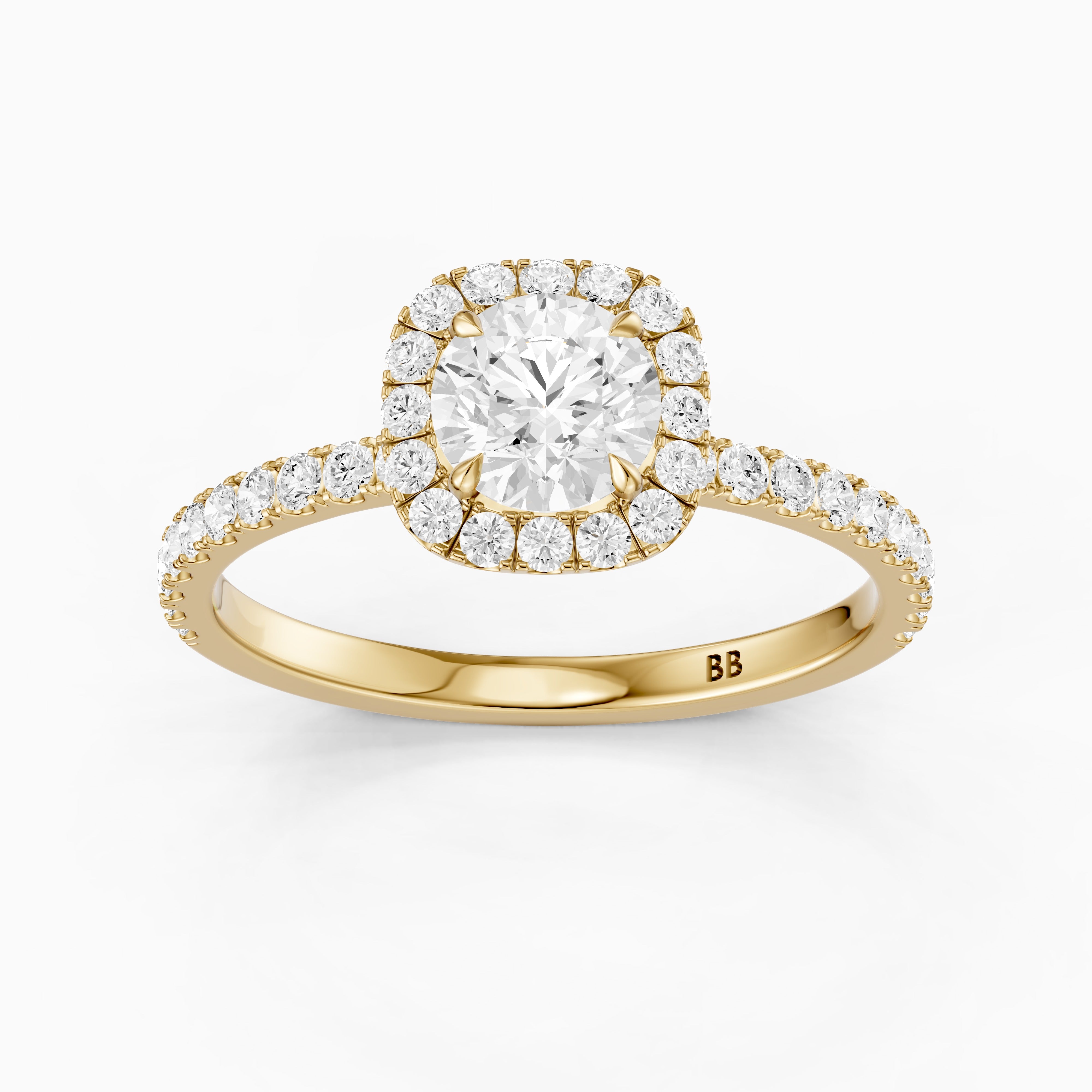 Tayler Round Cut Halo Pave Moissanite Diamond Engagement Ring