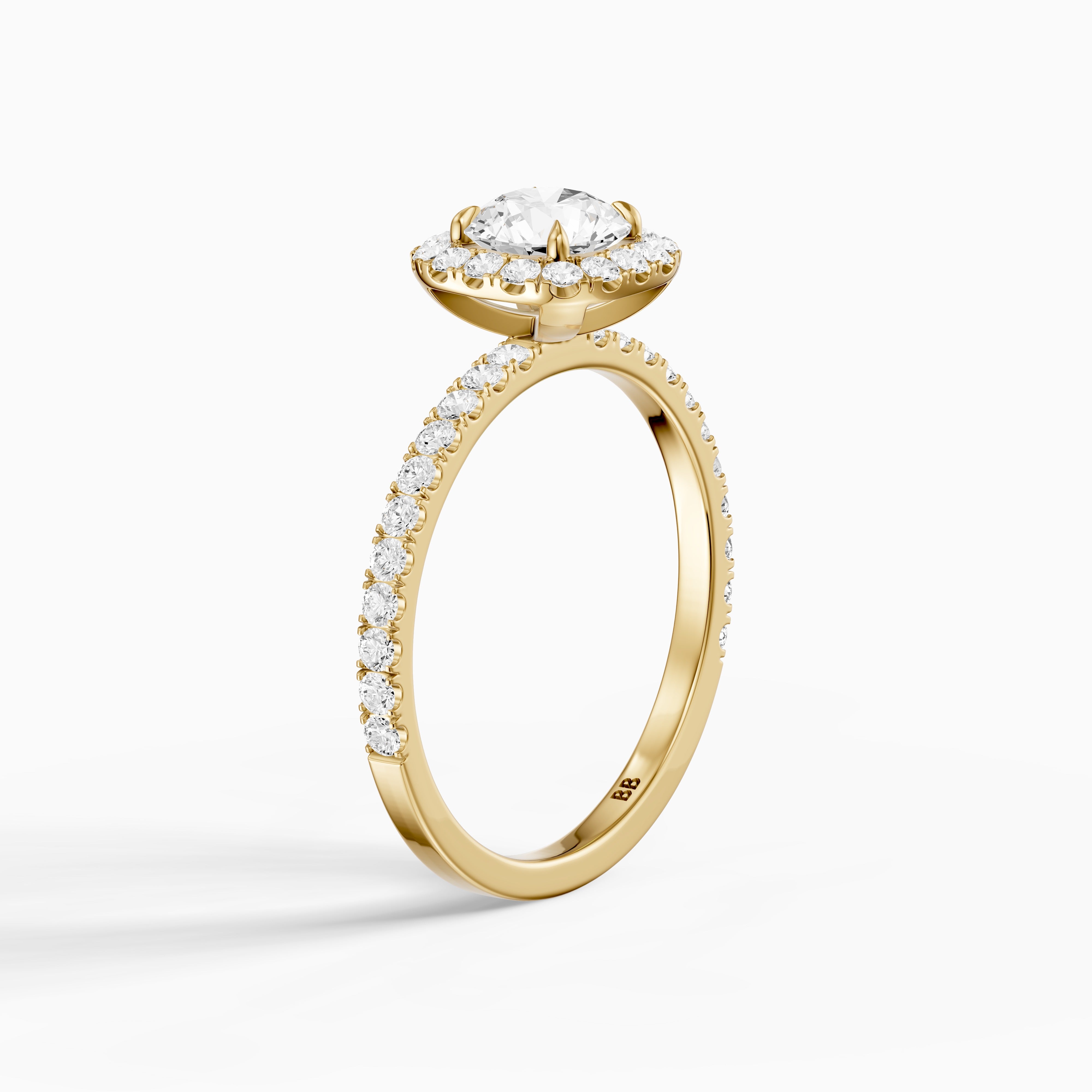 Tayler Round Cut Halo Pave Moissanite Diamond Engagement Ring