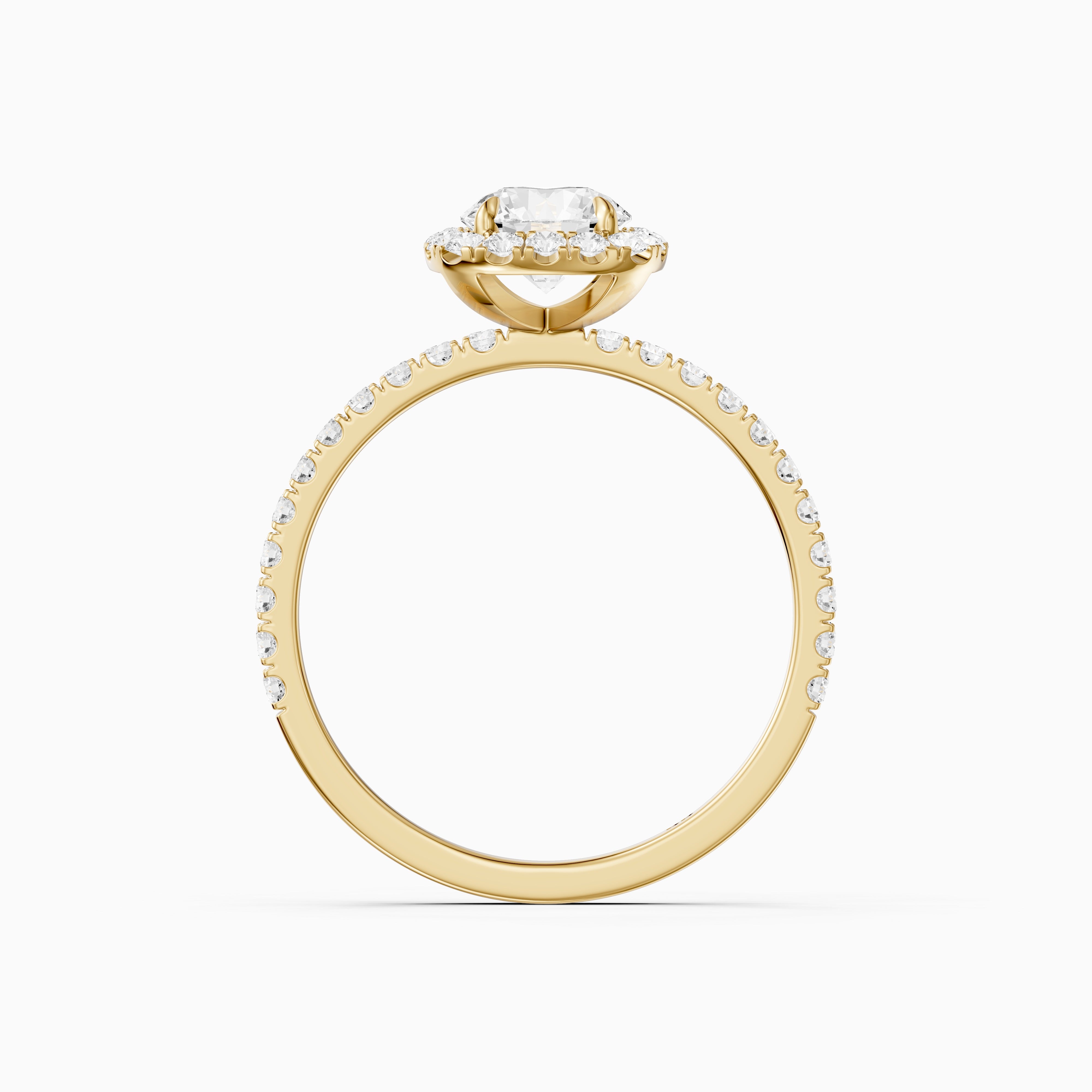 Tayler Round Cut Halo Pave Moissanite Diamond Engagement Ring