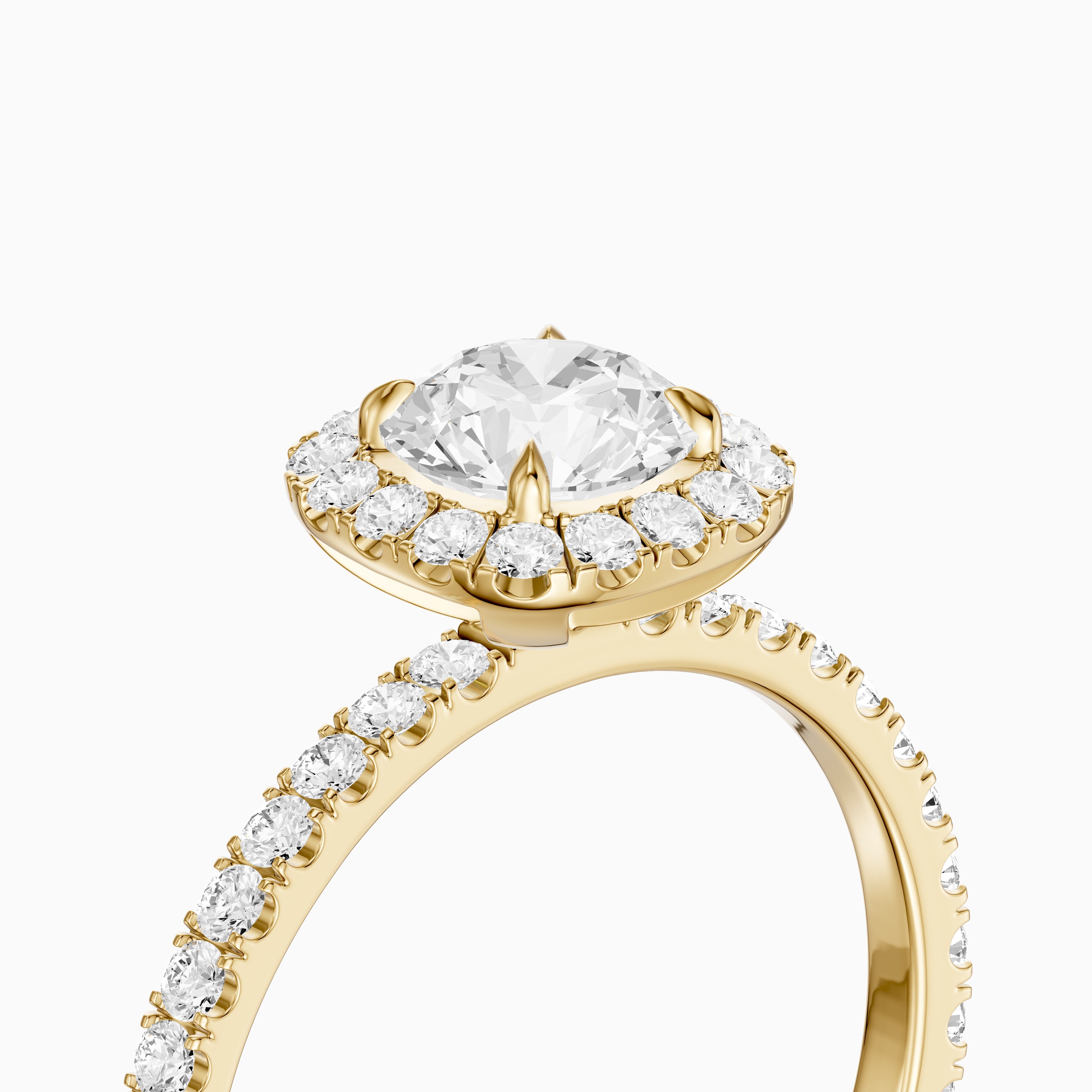 Tayler Round Cut Halo Pave Moissanite Diamond Engagement Ring