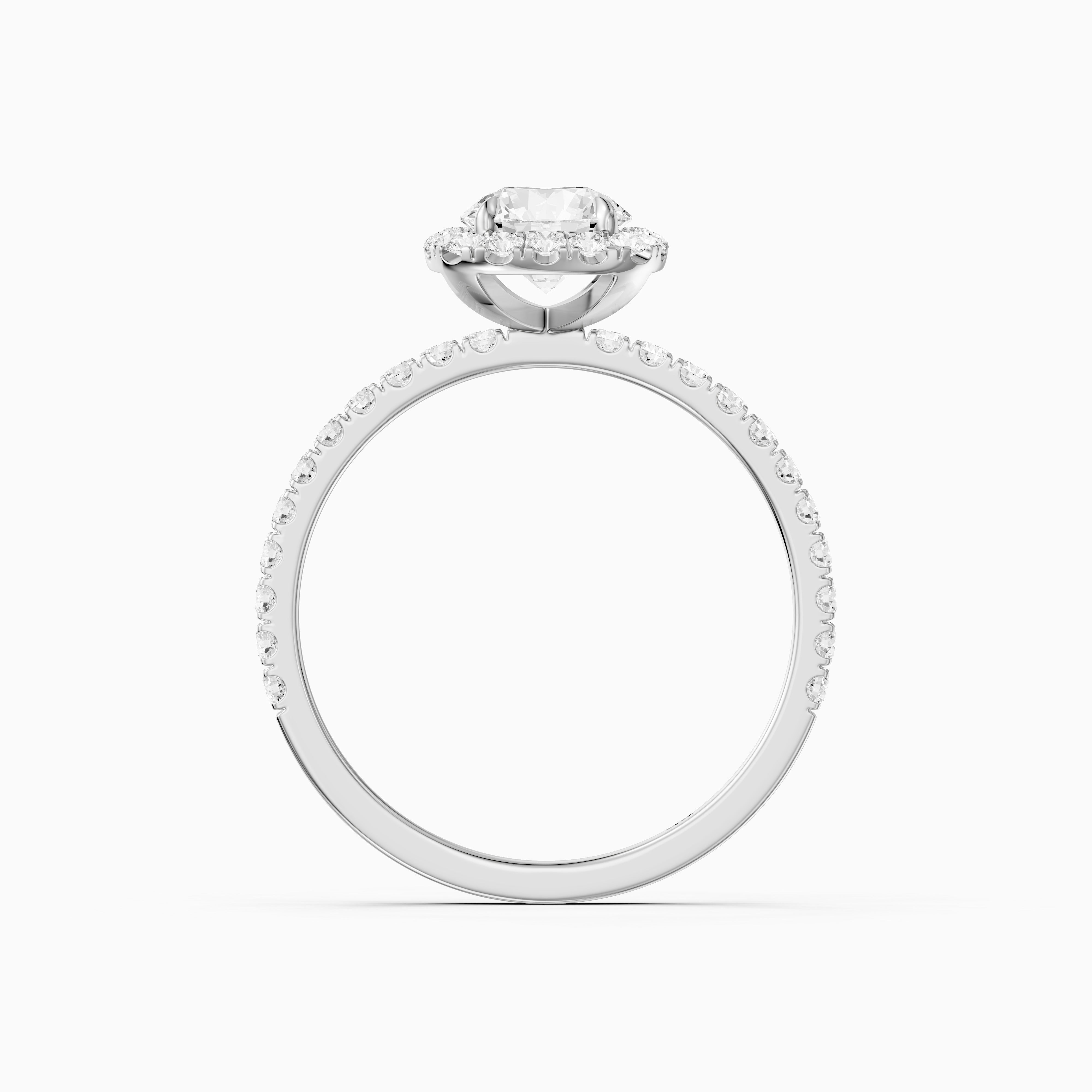 Tayler Round Cut Halo Pave Moissanite Diamond Engagement Ring