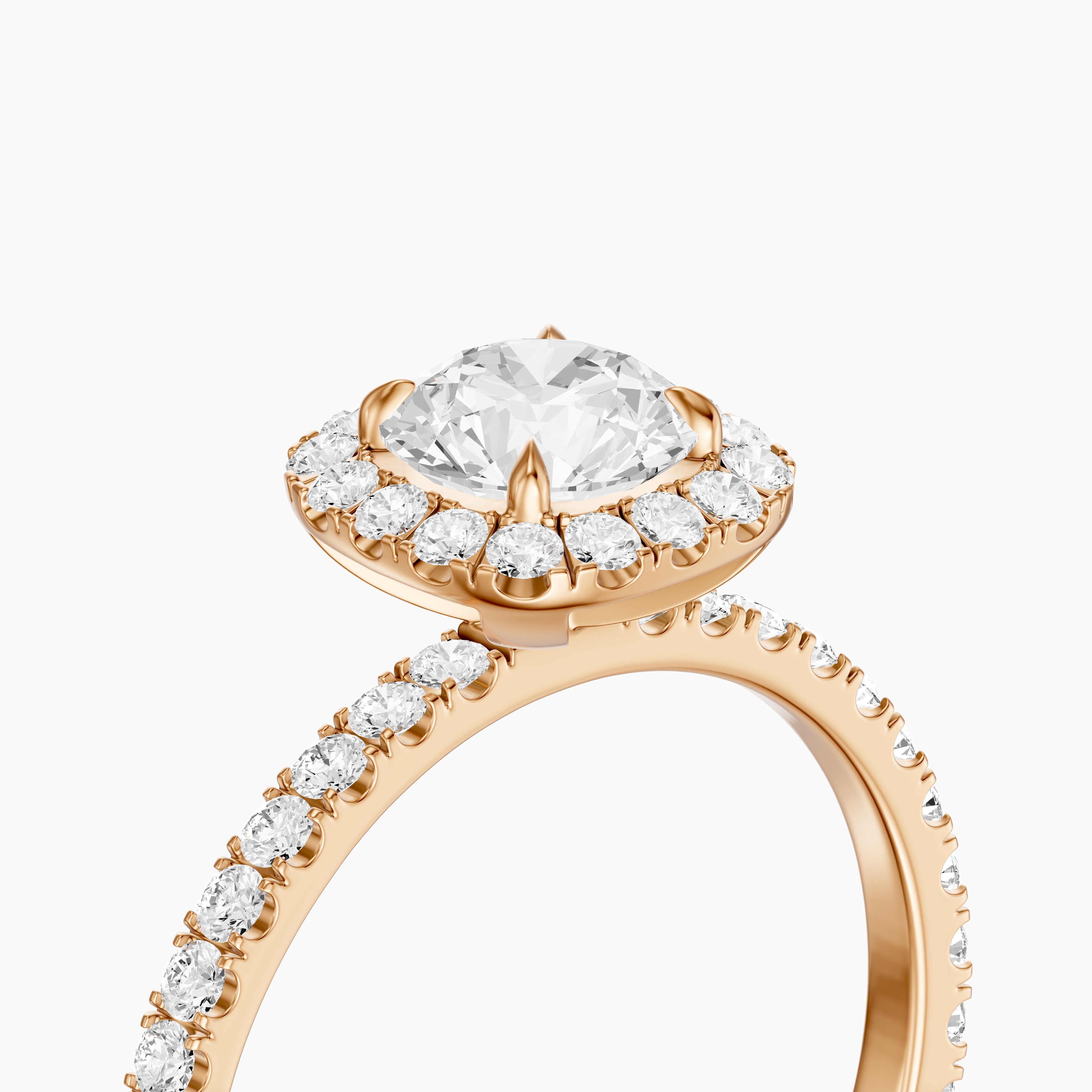 Tayler Round Cut Halo Pave Moissanite Diamond Engagement Ring