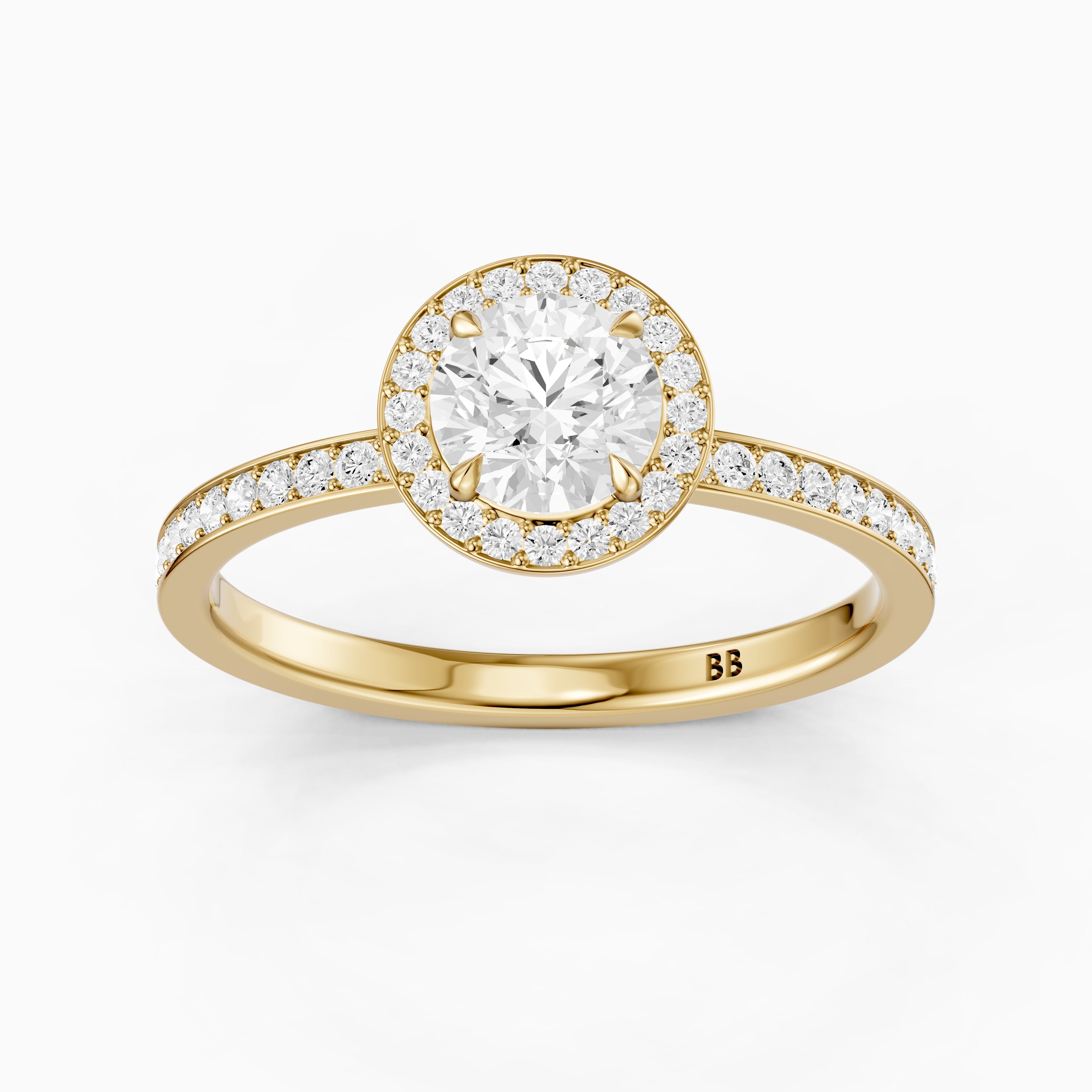 Jordyn Round Cut Halo Channel Set Moissanite Diamond Ring