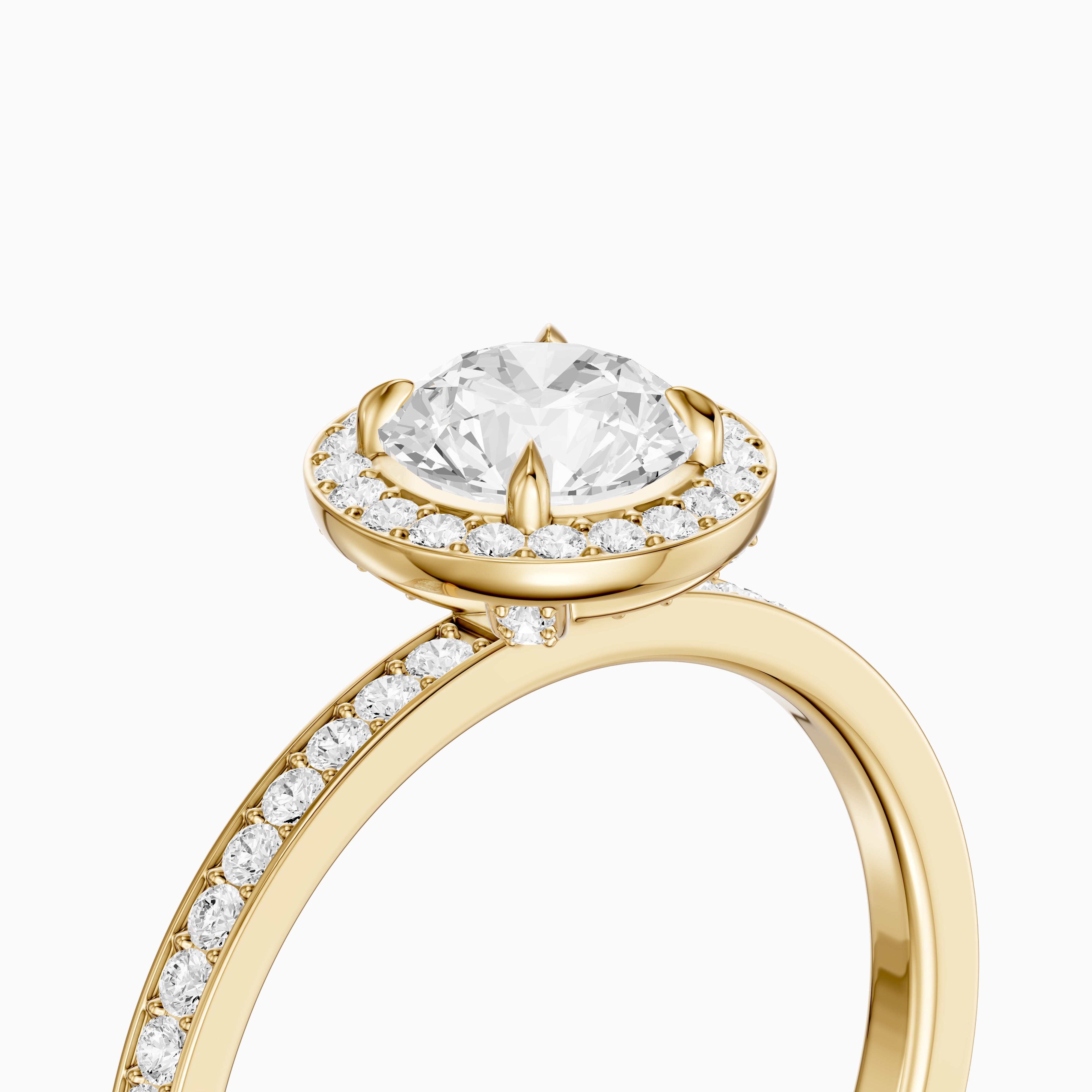 Jordyn Round Cut Halo Channel Set Moissanite Diamond Ring