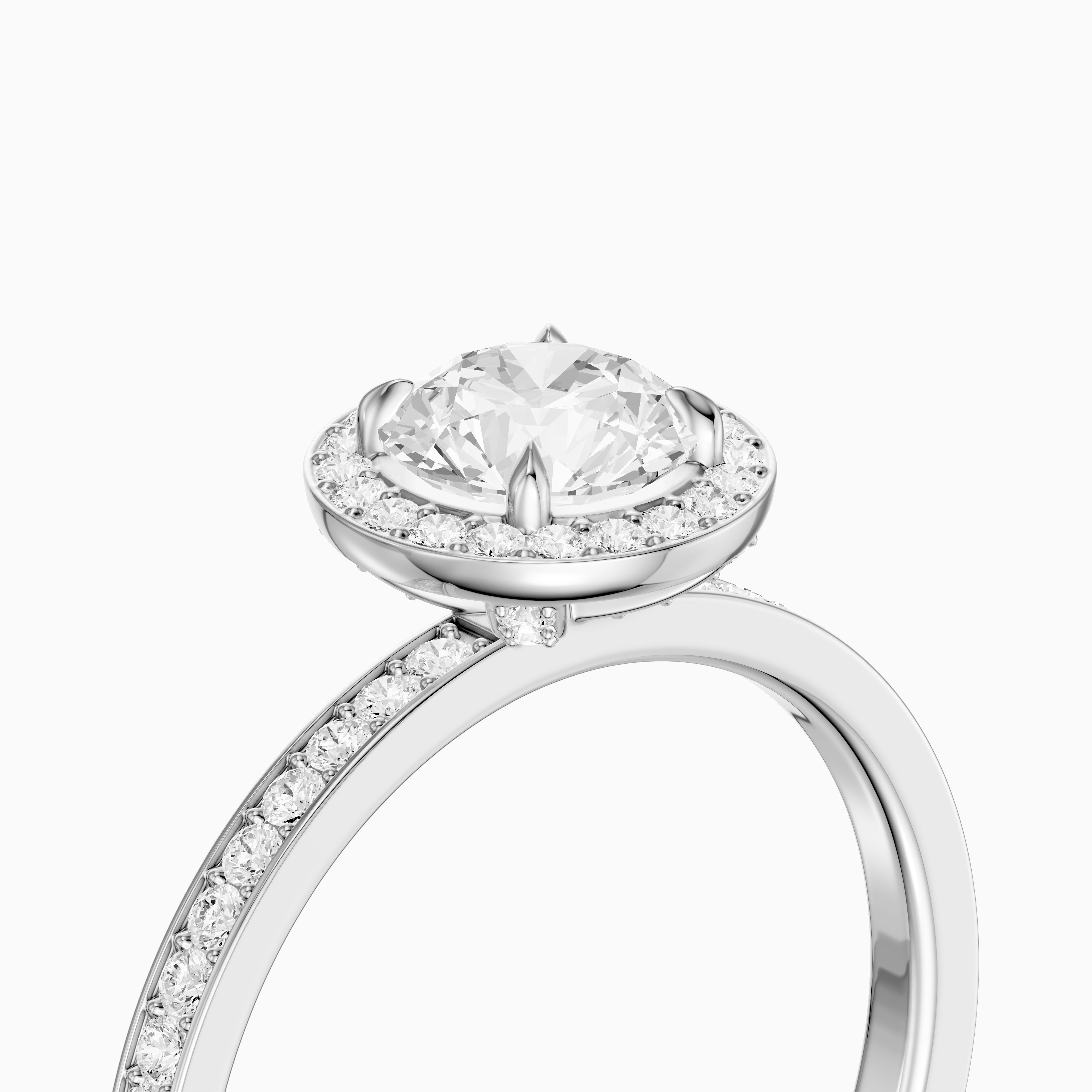 Jordyn Round Cut Halo Channel Set Moissanite Diamond Ring