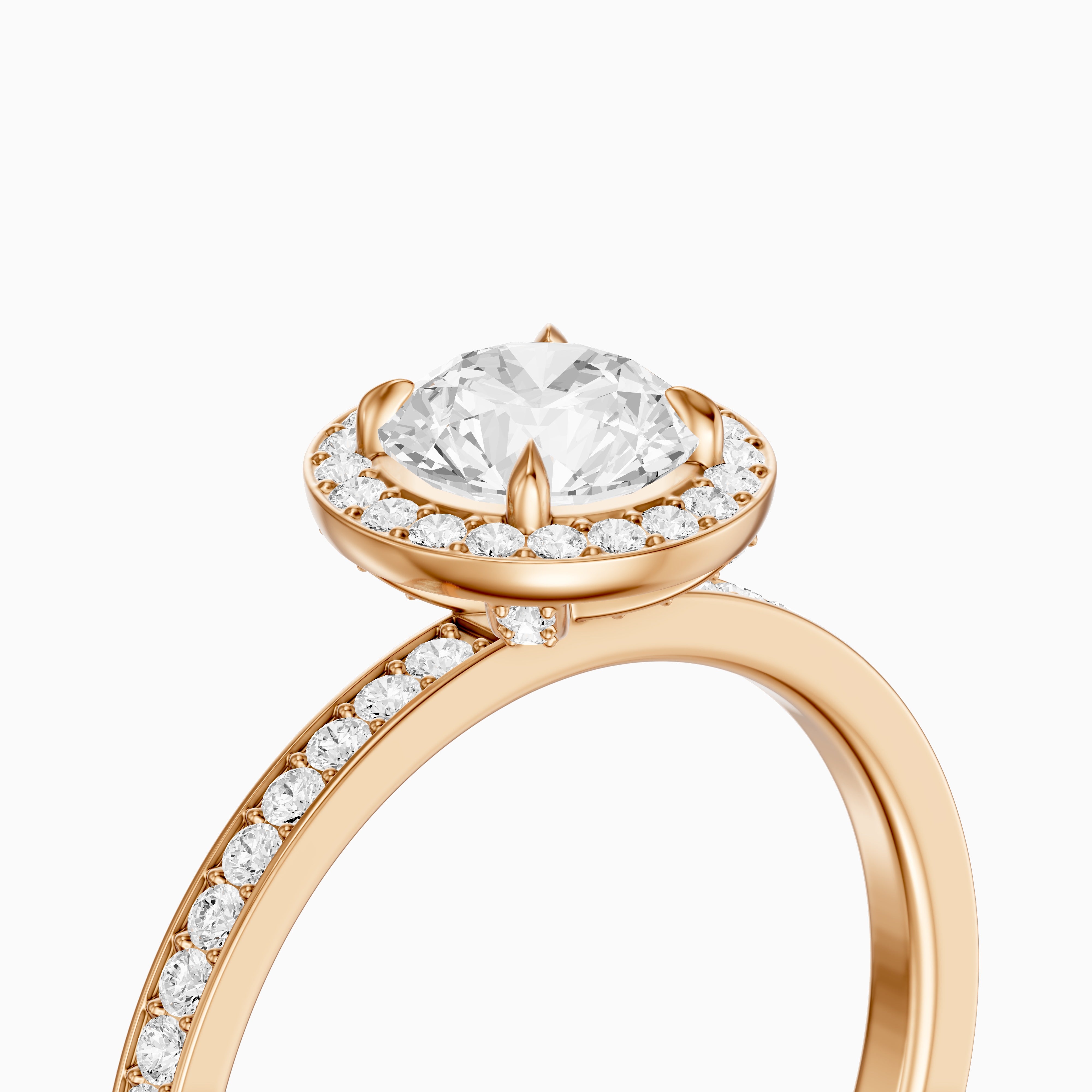 Jordyn Round Cut Halo Channel Set Moissanite Diamond Ring