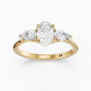 Ashlyn Three Stone Oval With Pear Side Stone Lab Grown Diamond Ring