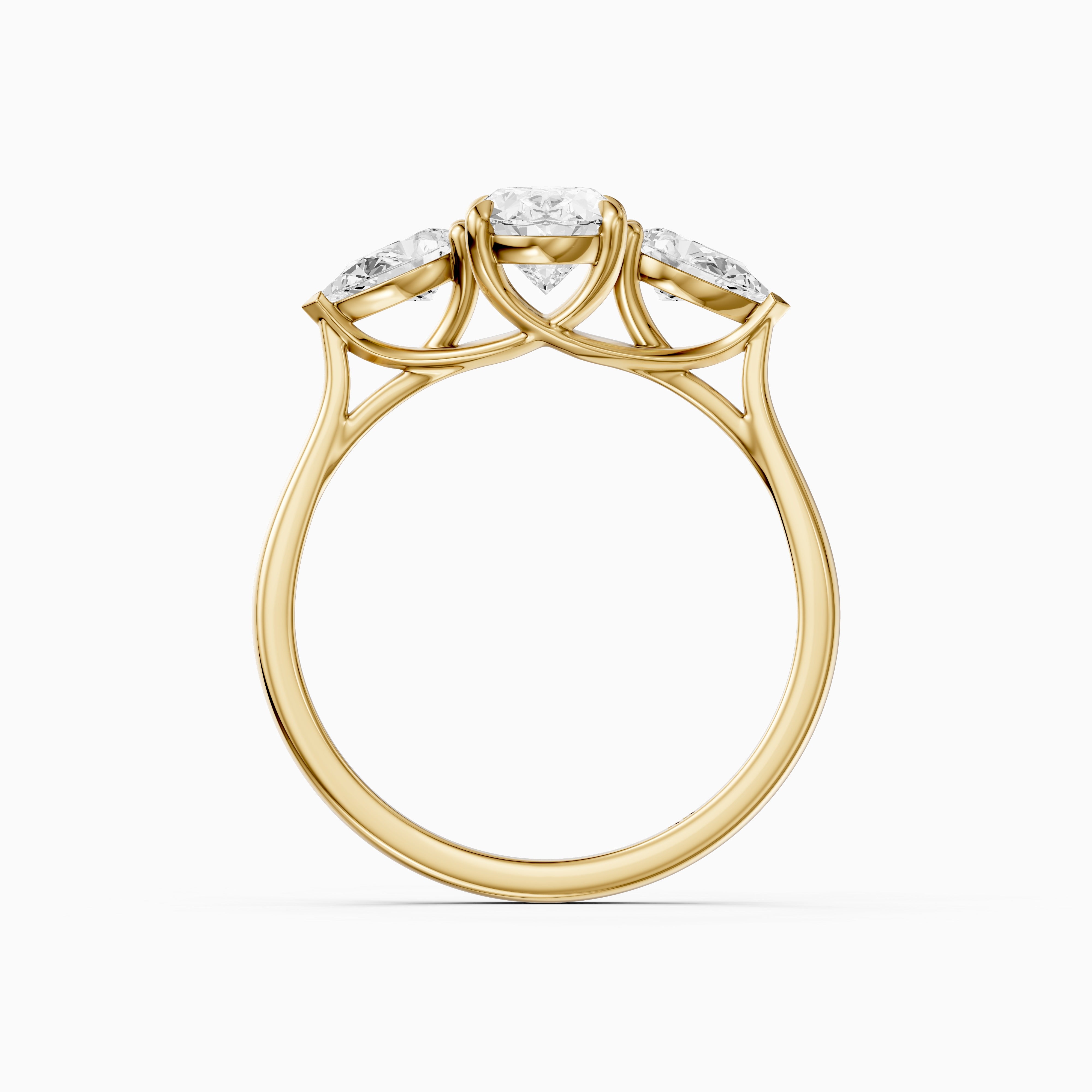 Ashlyn Three Stone Oval With Pear Side Stone Lab Grown Diamond Ring