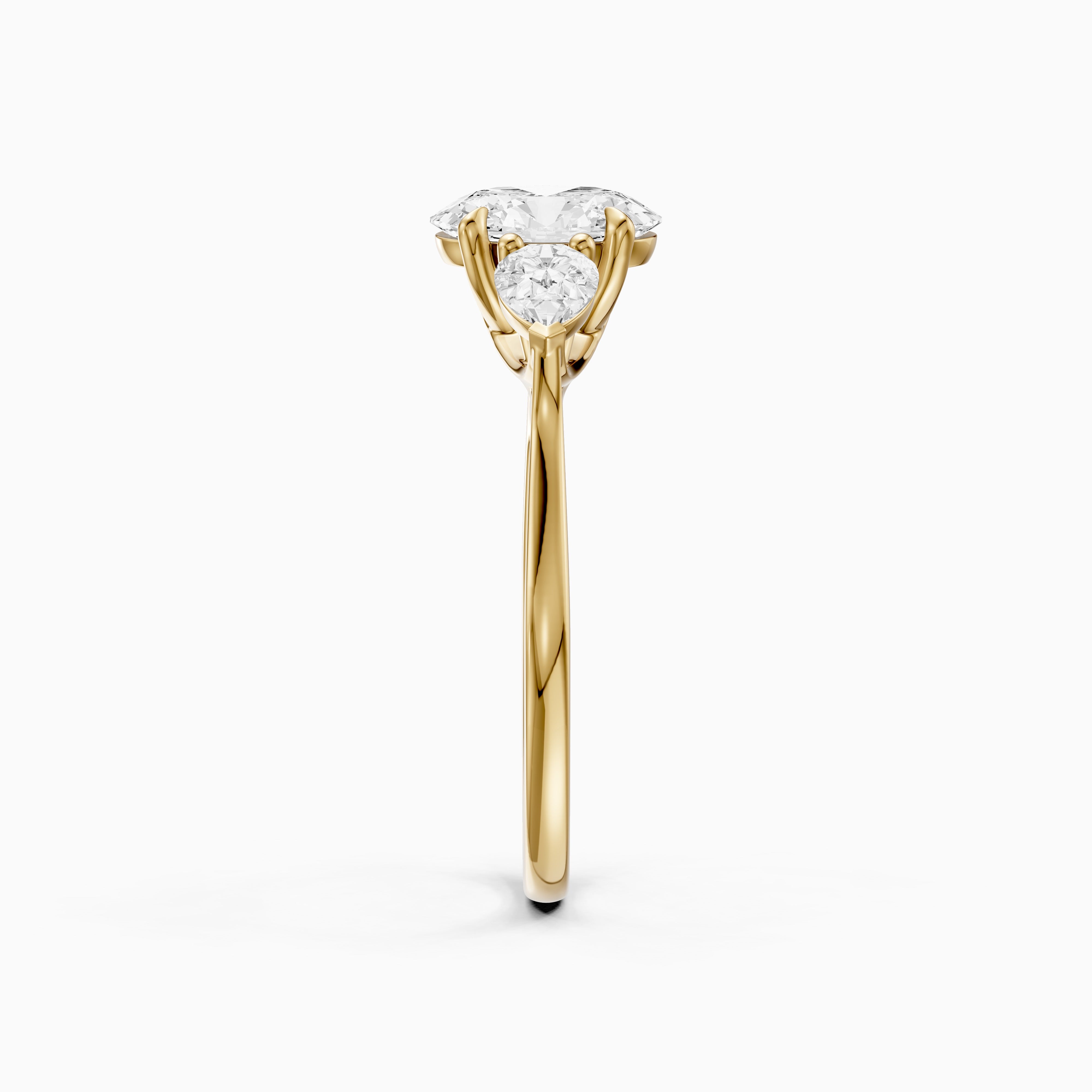Ashlyn Three Stone Oval With Pear Side Stone Lab Grown Diamond Ring