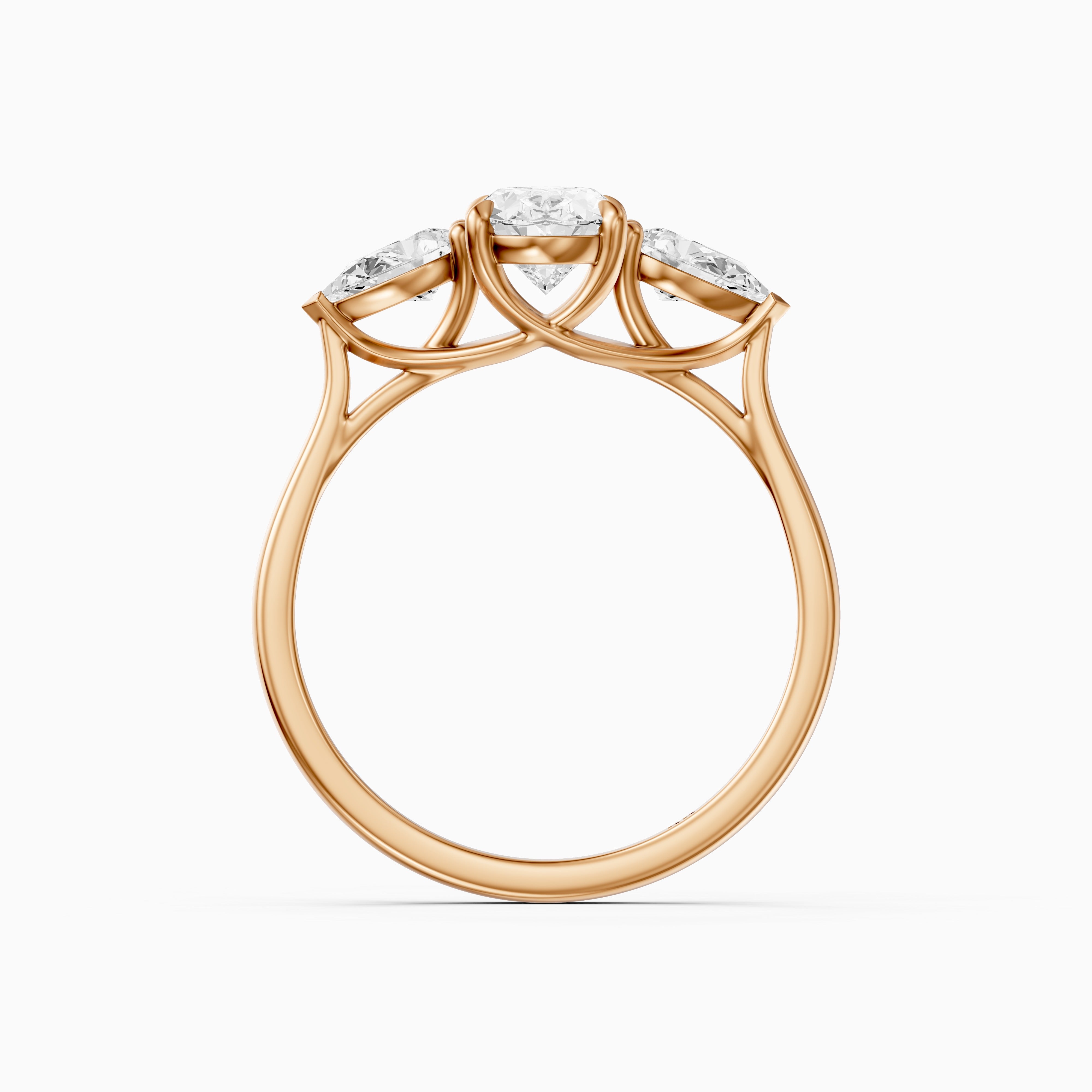 Ashlyn Three Stone Oval With Pear Side Stone Lab Grown Diamond Ring