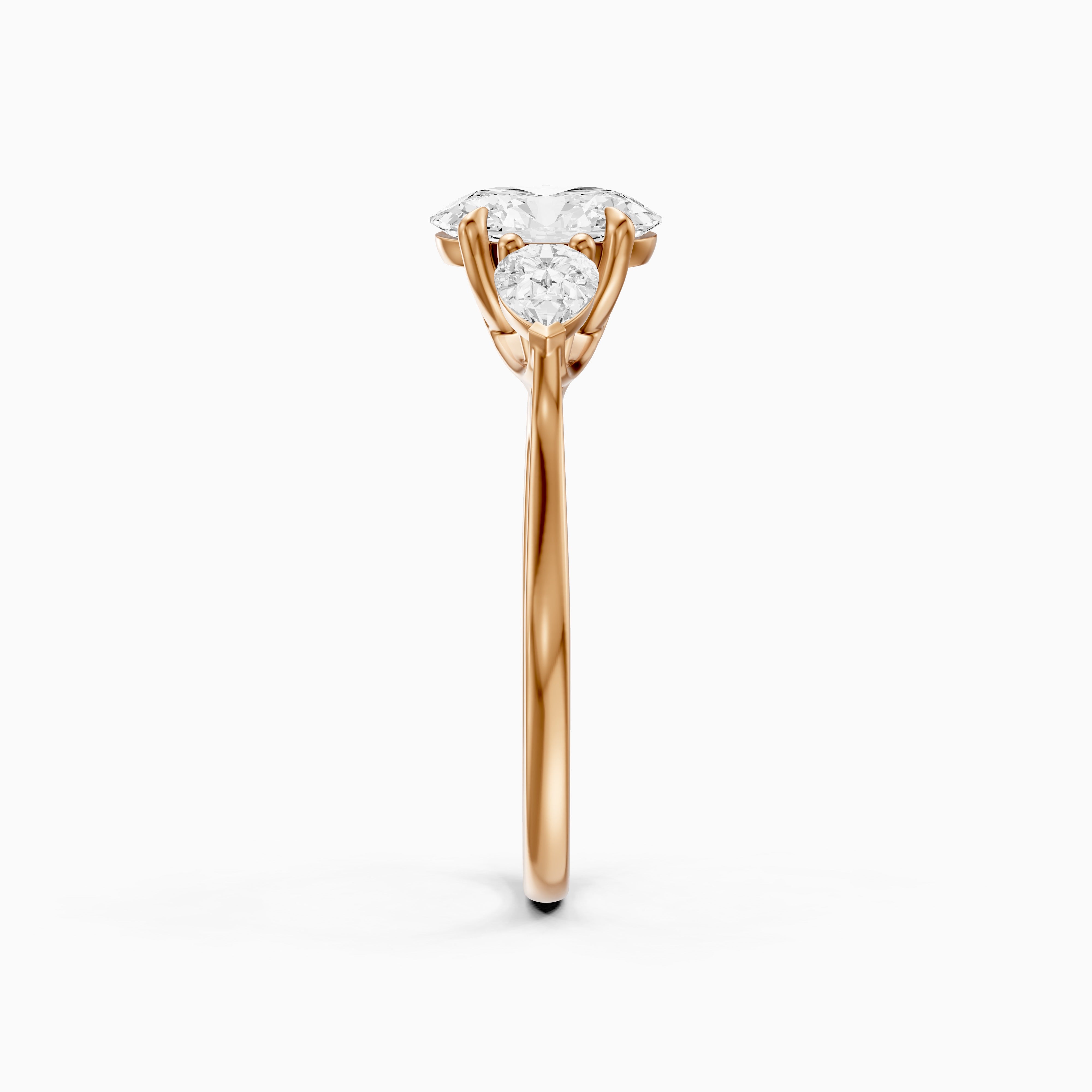 Ashlyn Three Stone Oval With Pear Side Stone Lab Grown Diamond Ring
