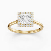 Jasmin Princess Cut Halo Cathedral Style Lab Grown Diamond Ring
