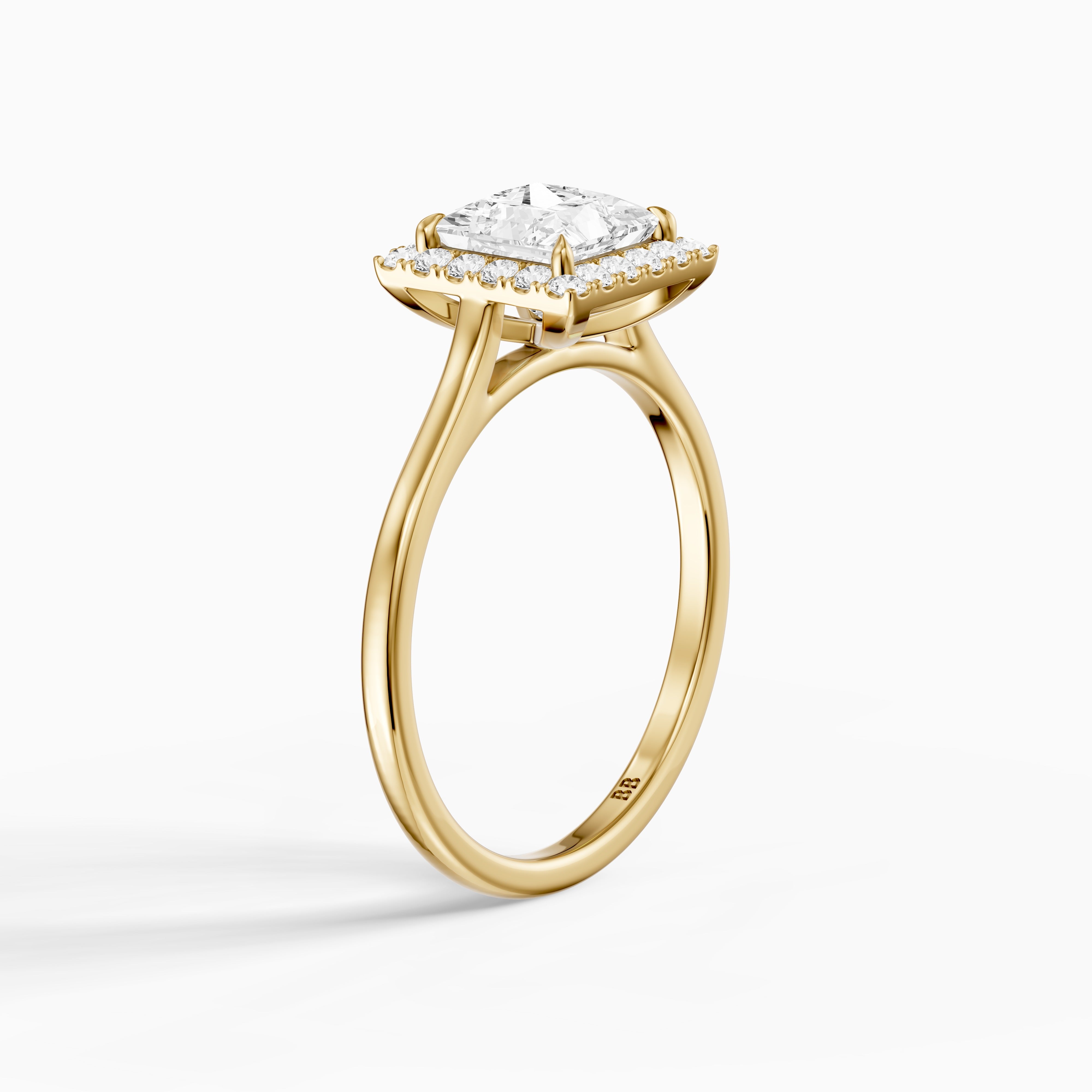 Jasmin Princess Cut Halo Cathedral Style Lab Grown Diamond Ring
