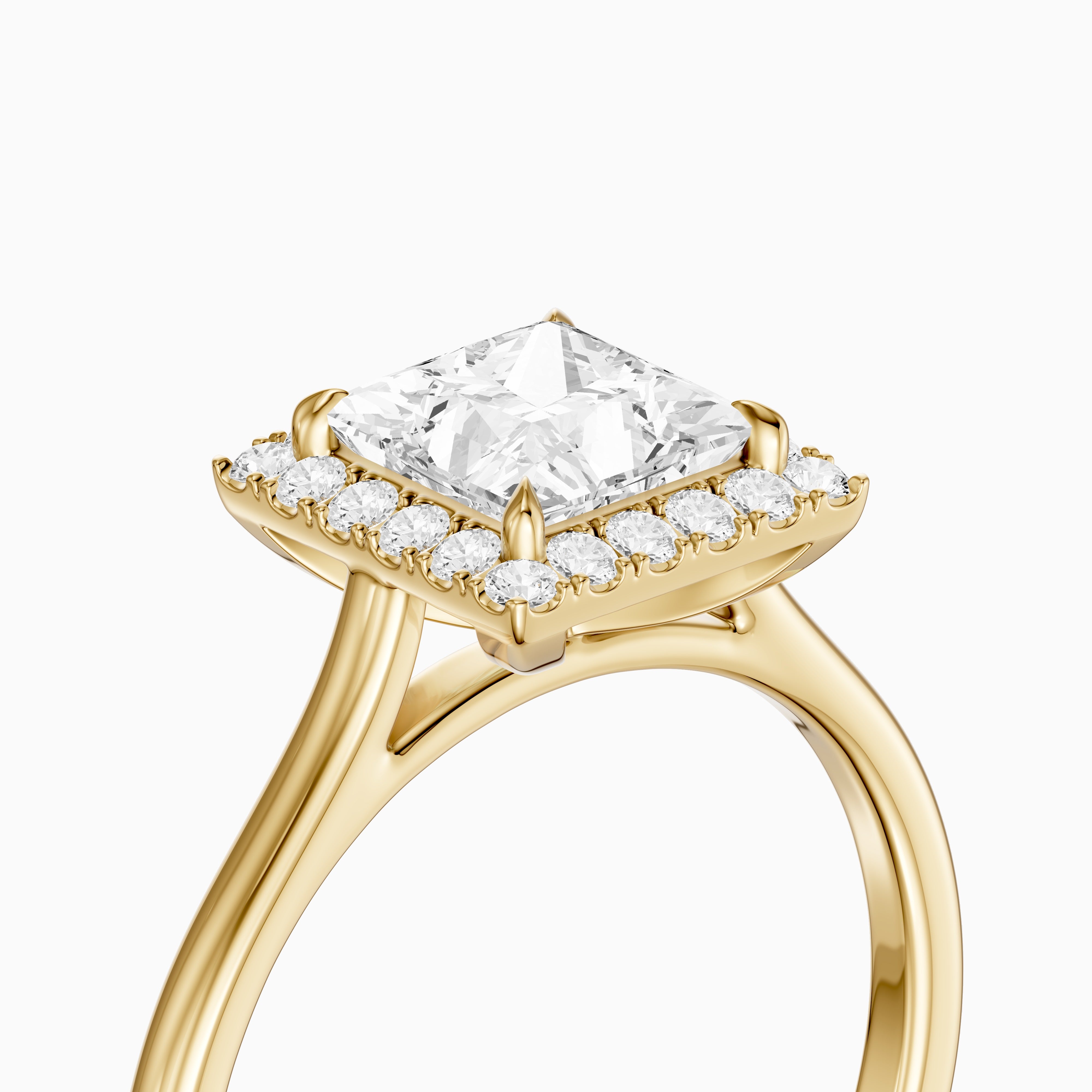 Jasmin Princess Cut Halo Cathedral Style Lab Grown Diamond Ring