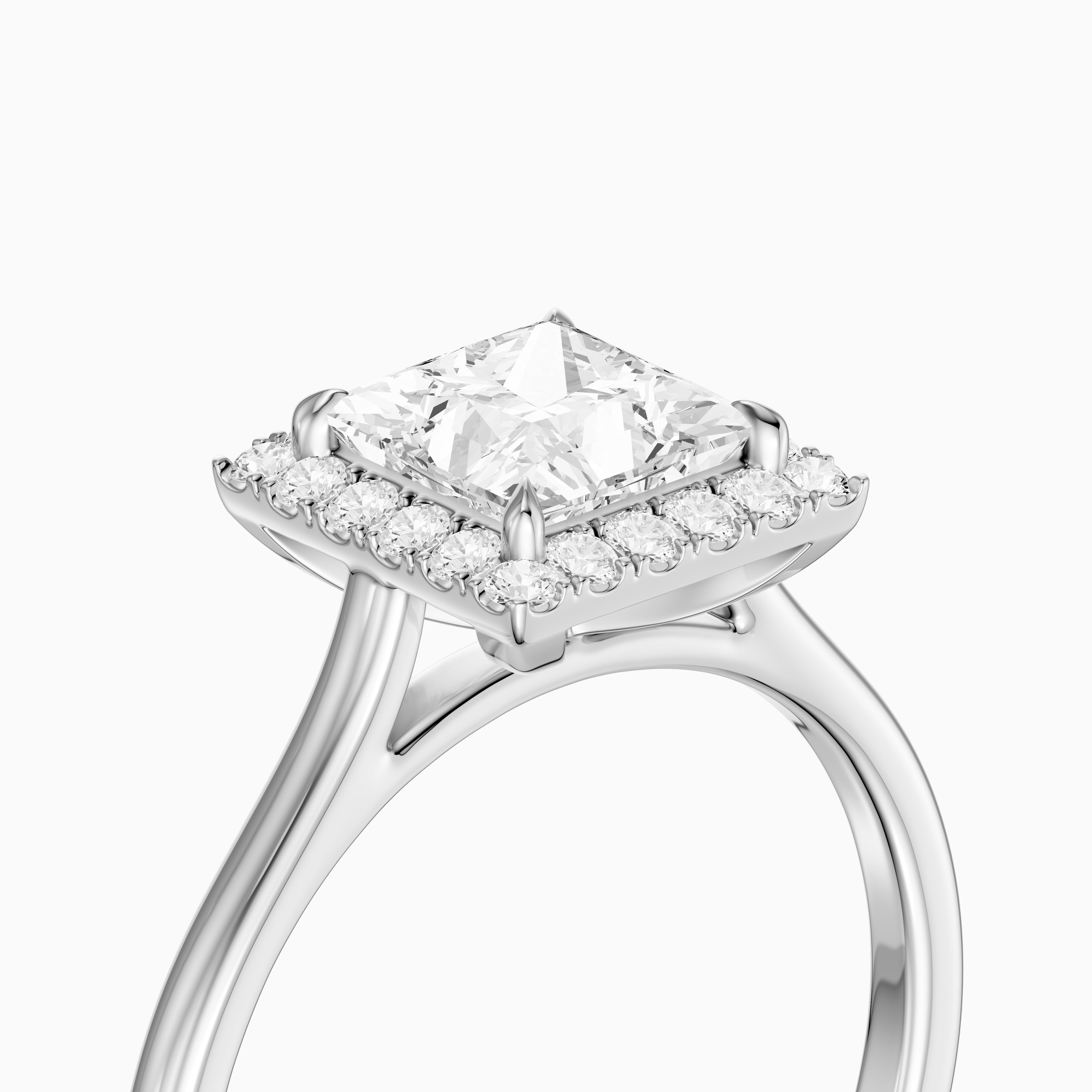 Jasmin Princess Cut Halo Cathedral Style Moissanite Diamond Ring