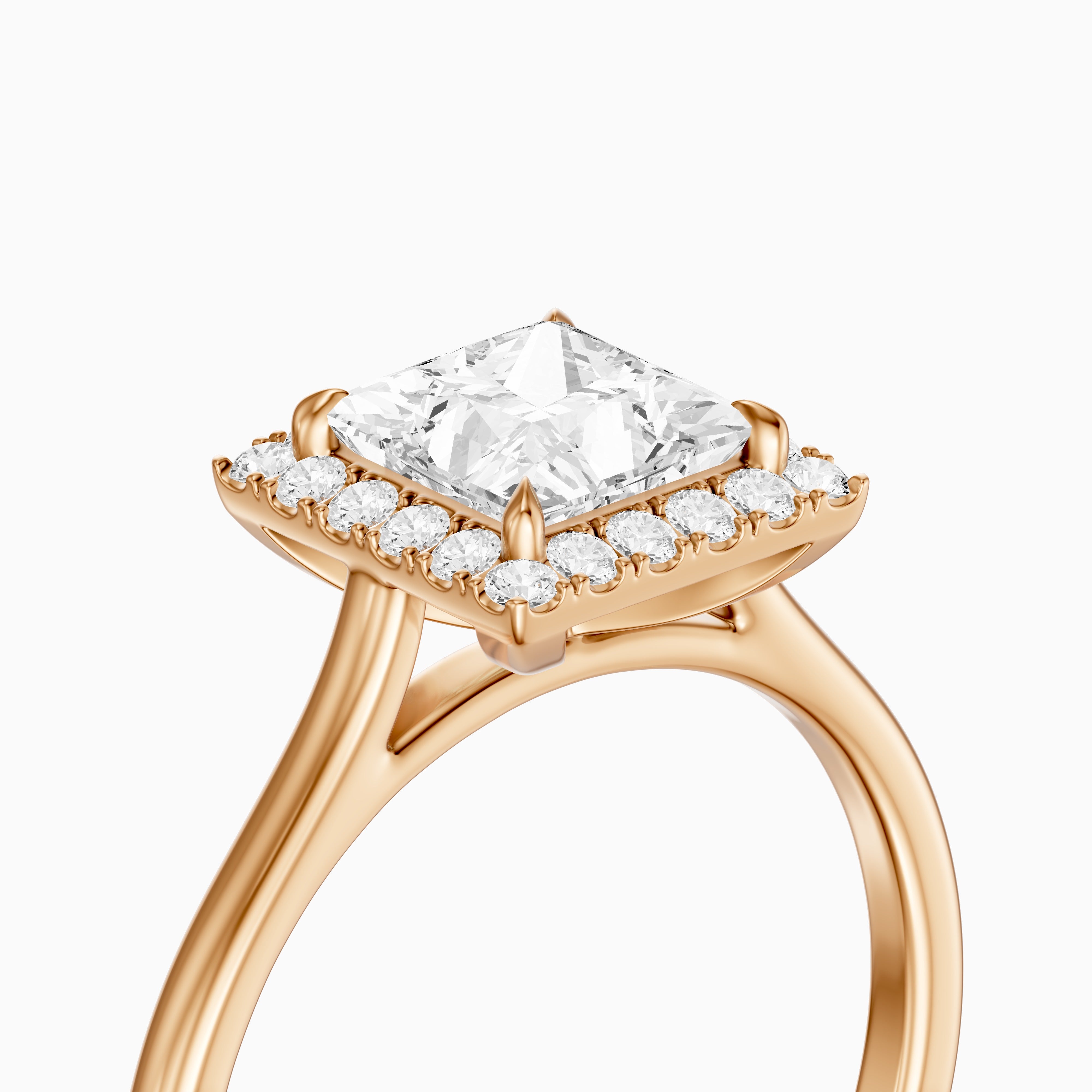 Jasmin Princess Cut Halo Cathedral Style Lab Grown Diamond Ring