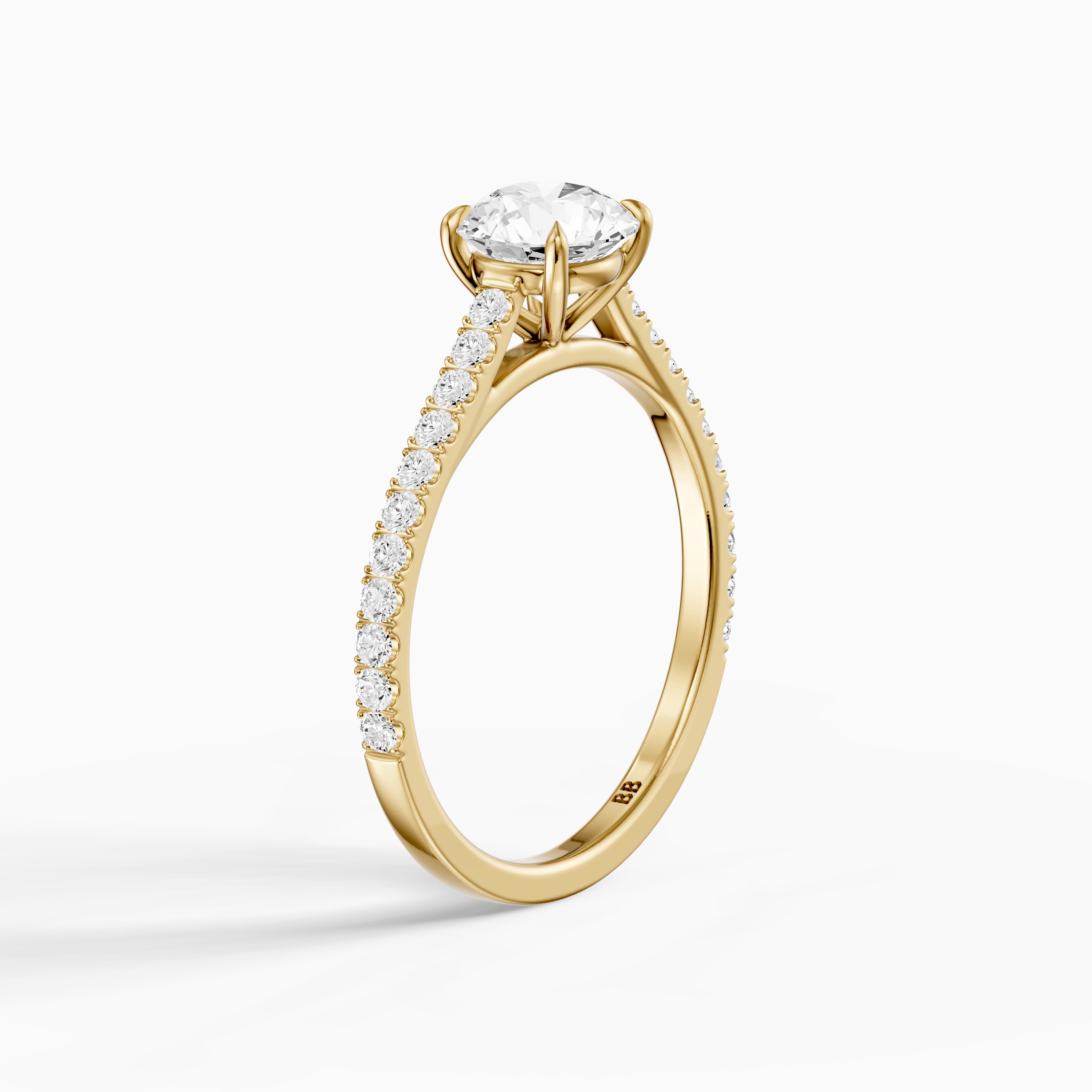 Hailee Round Cut Cathedral Style Pave Lab Grown Diamond Ring