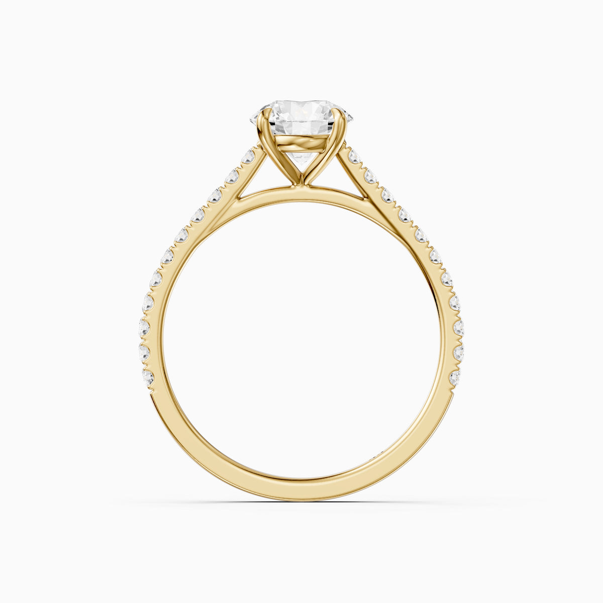 Hailee Round Cut Cathedral Style Pave Moissanite Diamond Ring