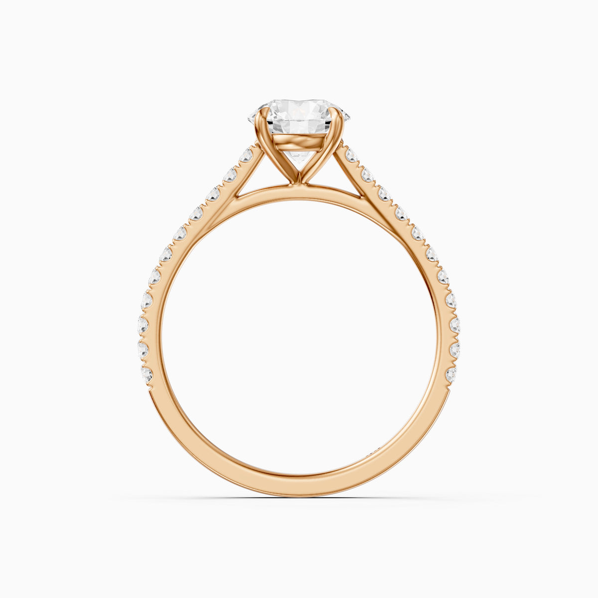 Hailee Round Cut Cathedral Style Pave Moissanite Diamond Ring