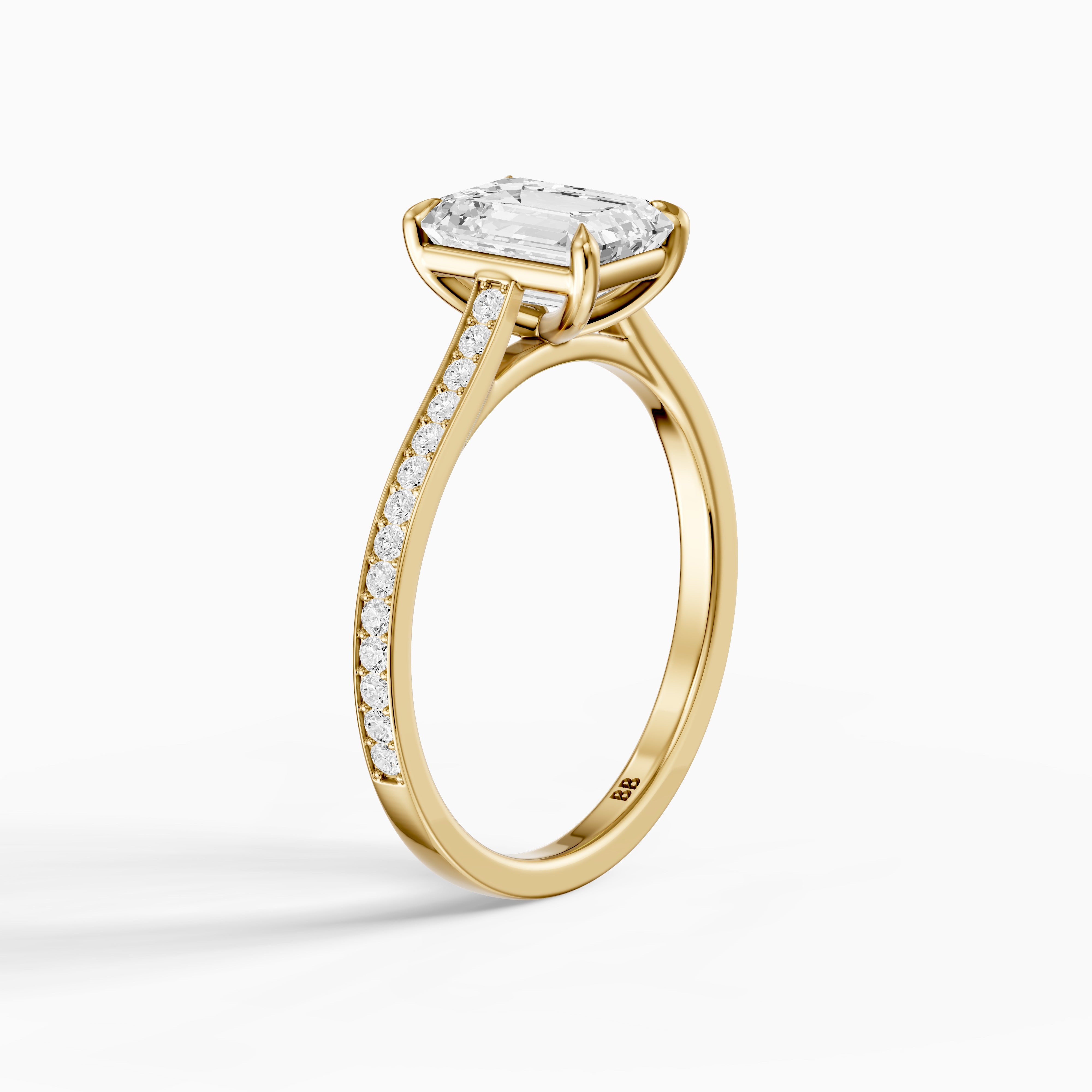 Raegan Emerald Cut Side Stone Channel Set Moissanite Diamond Ring