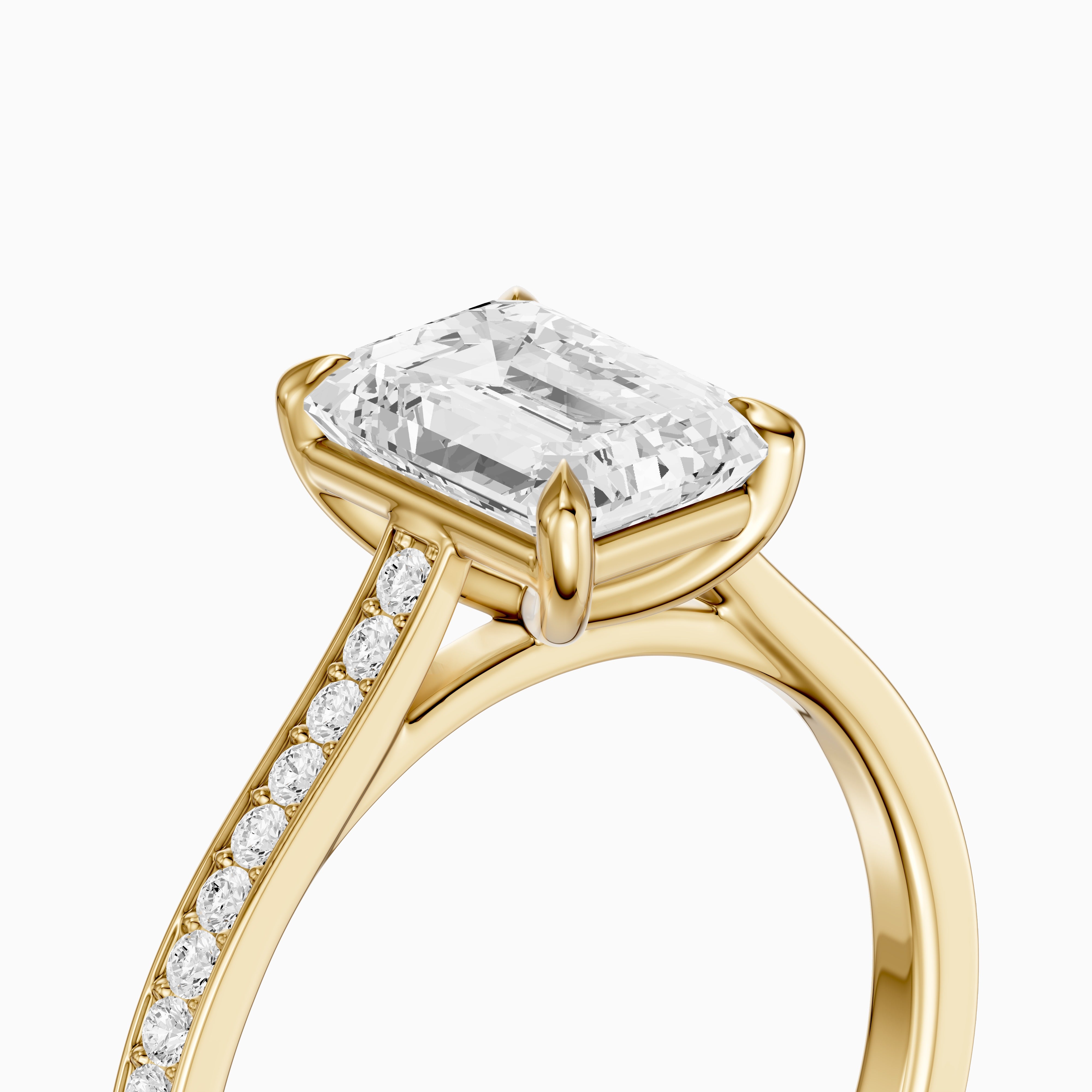 Raegan Emerald Cut Side Stone Channel Set Moissanite Diamond Ring